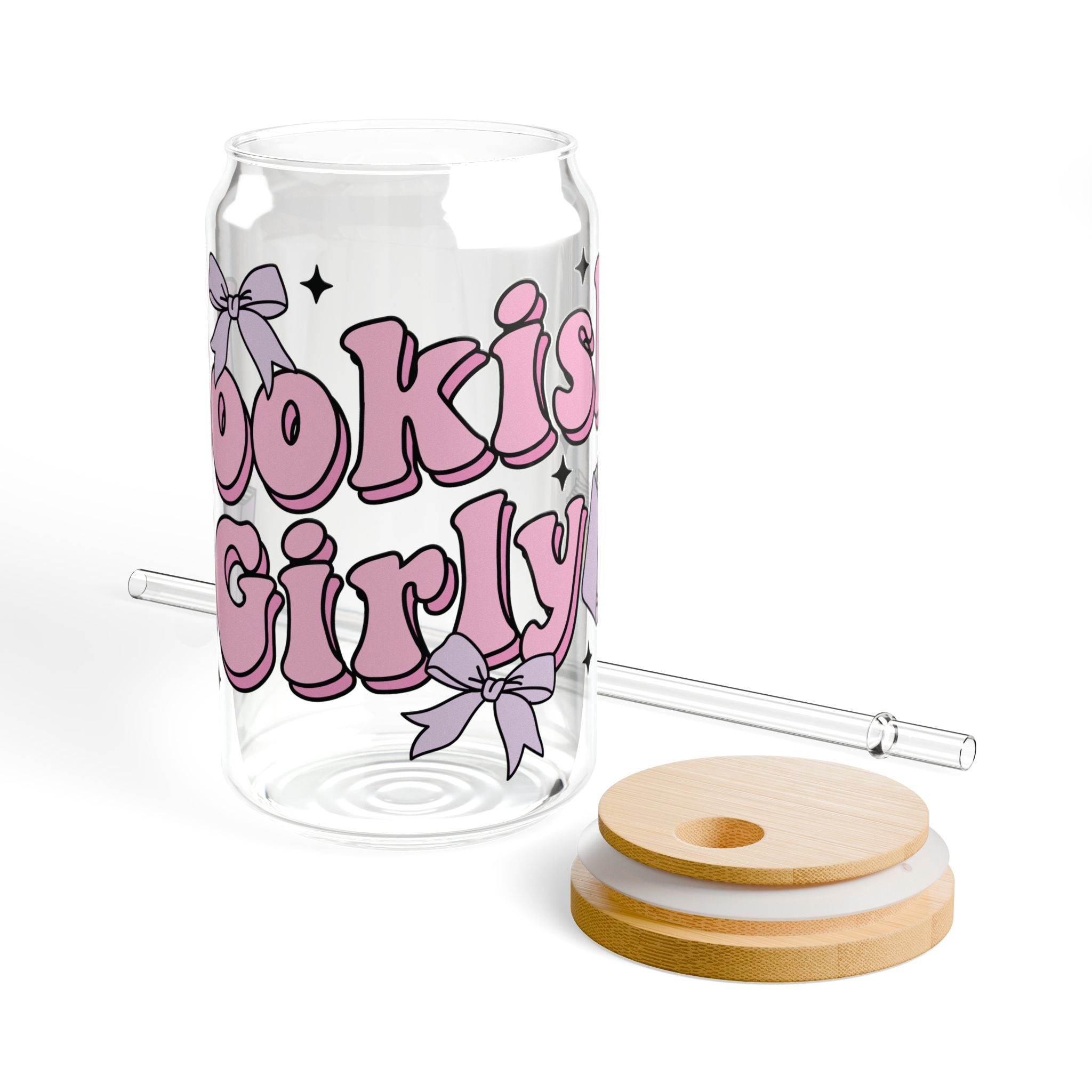 Bookish Girly Glass Tumbler – Book Lover Sipper Glass | Gift for Readers