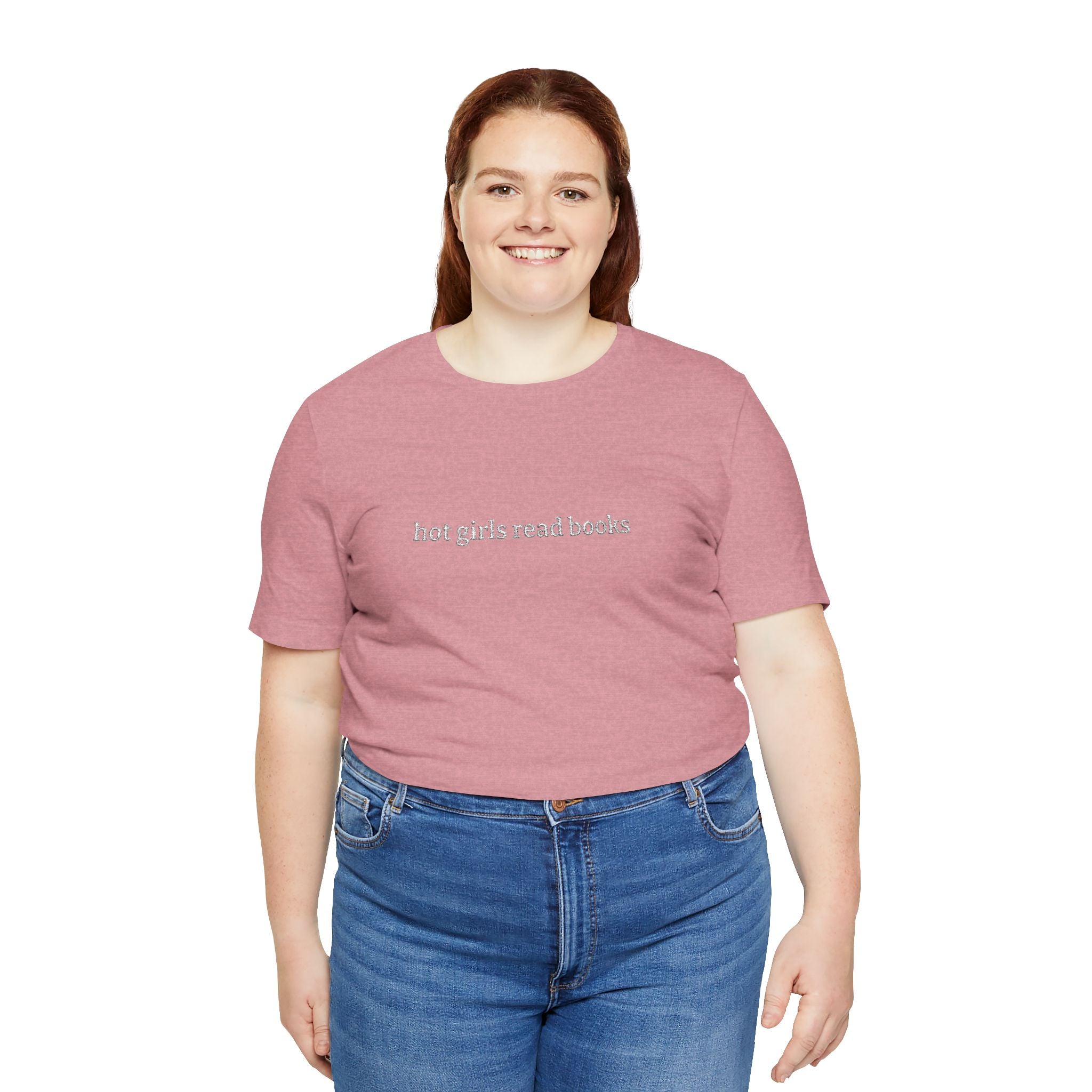 Hot Girls Read Books Embroidered T-Shirt – Book Lover Tee | Gift for Readers
