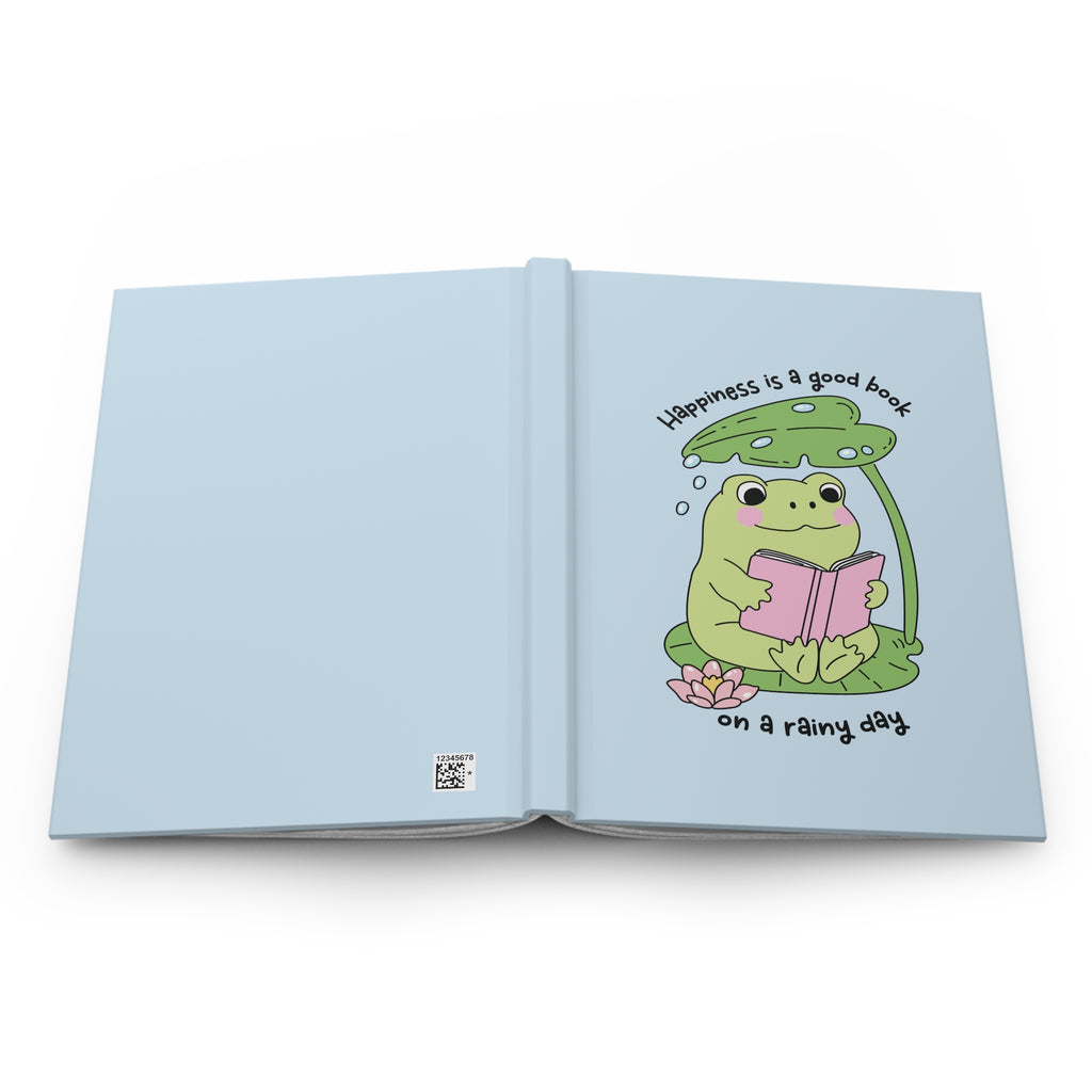 Happiness Is A Good Book On A Rainy Day Frog Journal – Hardcover Reading Journal | Gift for Book Lovers