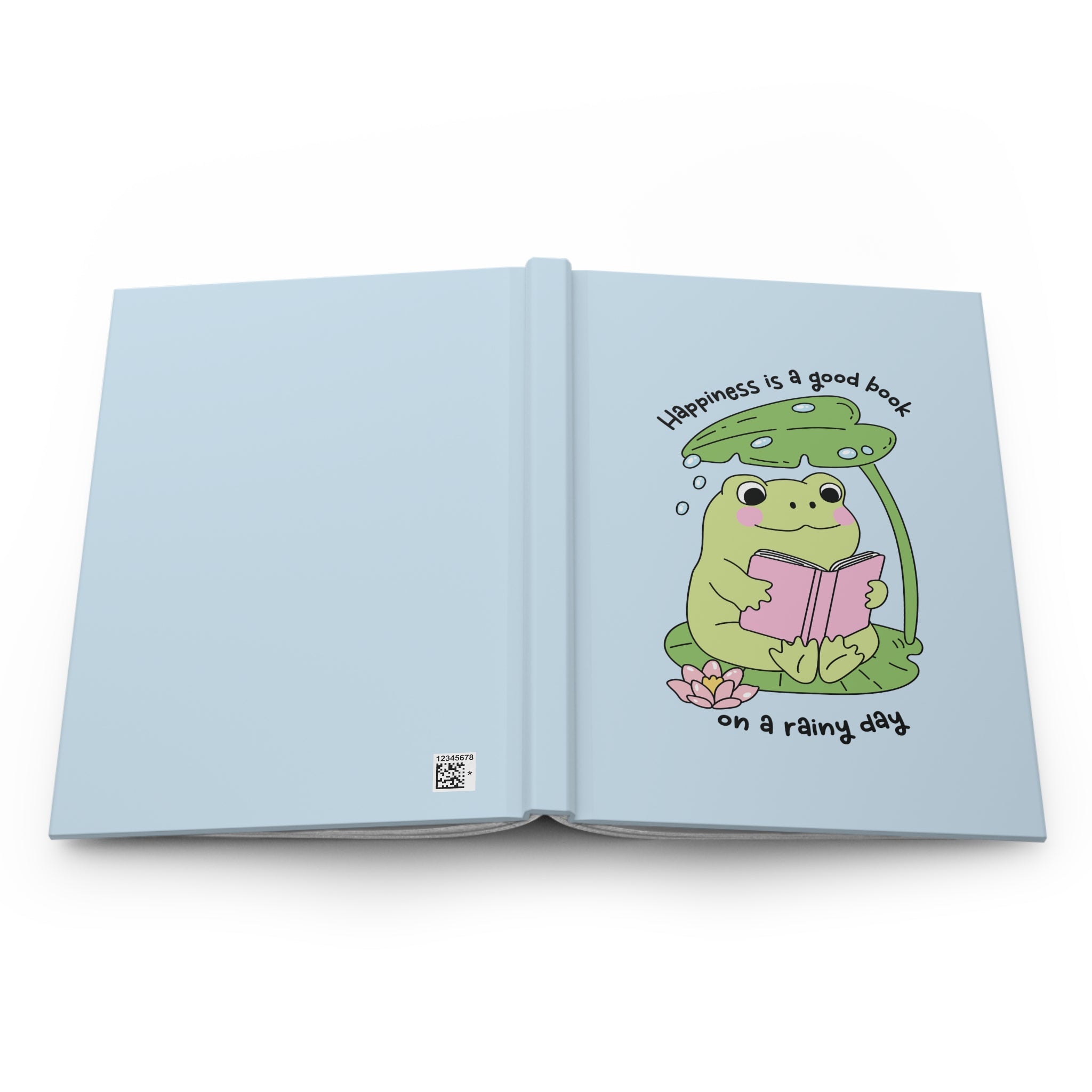 Happiness Is A Good Book On A Rainy Day Frog Journal – Hardcover Reading Journal | Gift for Book Lovers