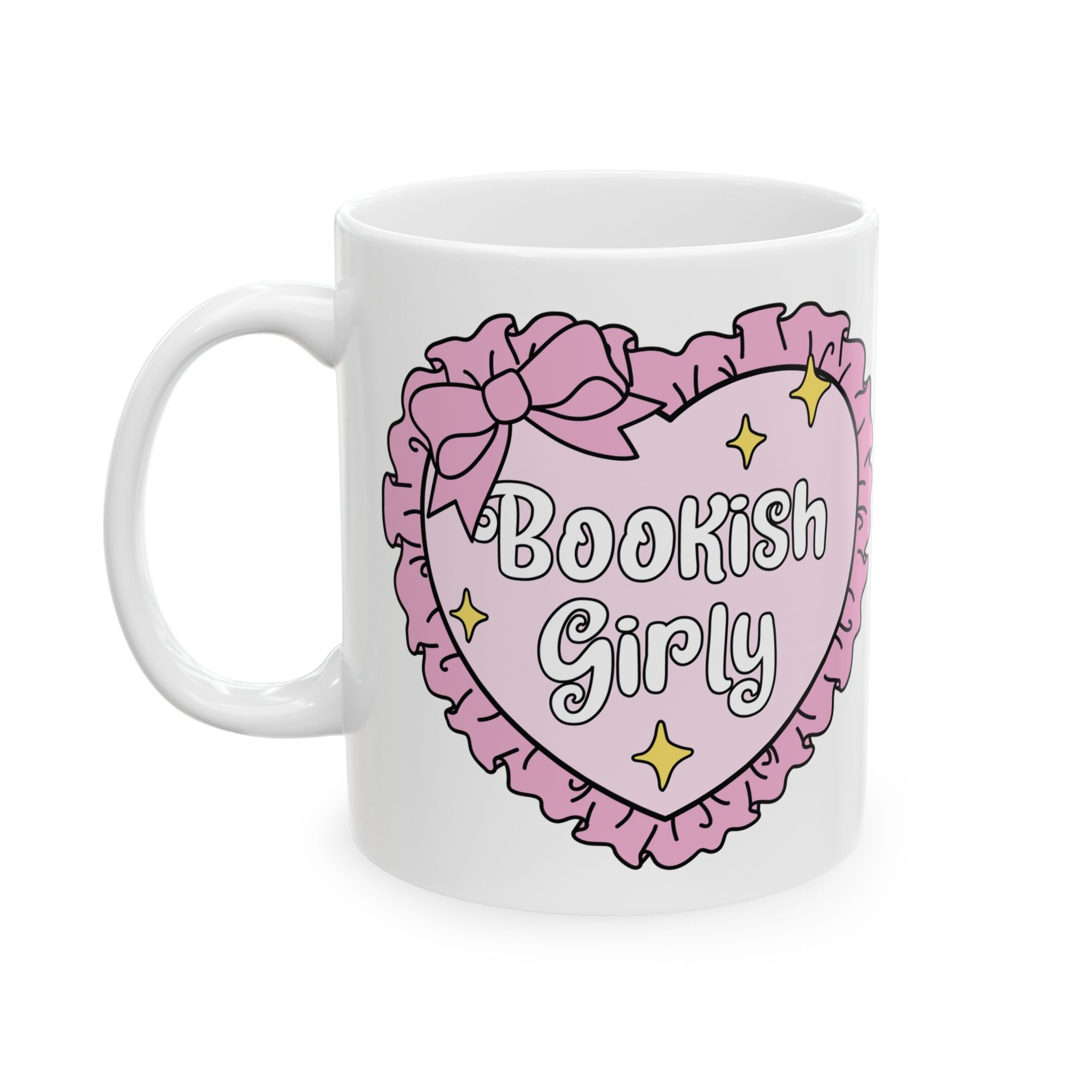 Bookish Girly Heart Mug – Book Lover Ceramic Mug | Gift for Readers