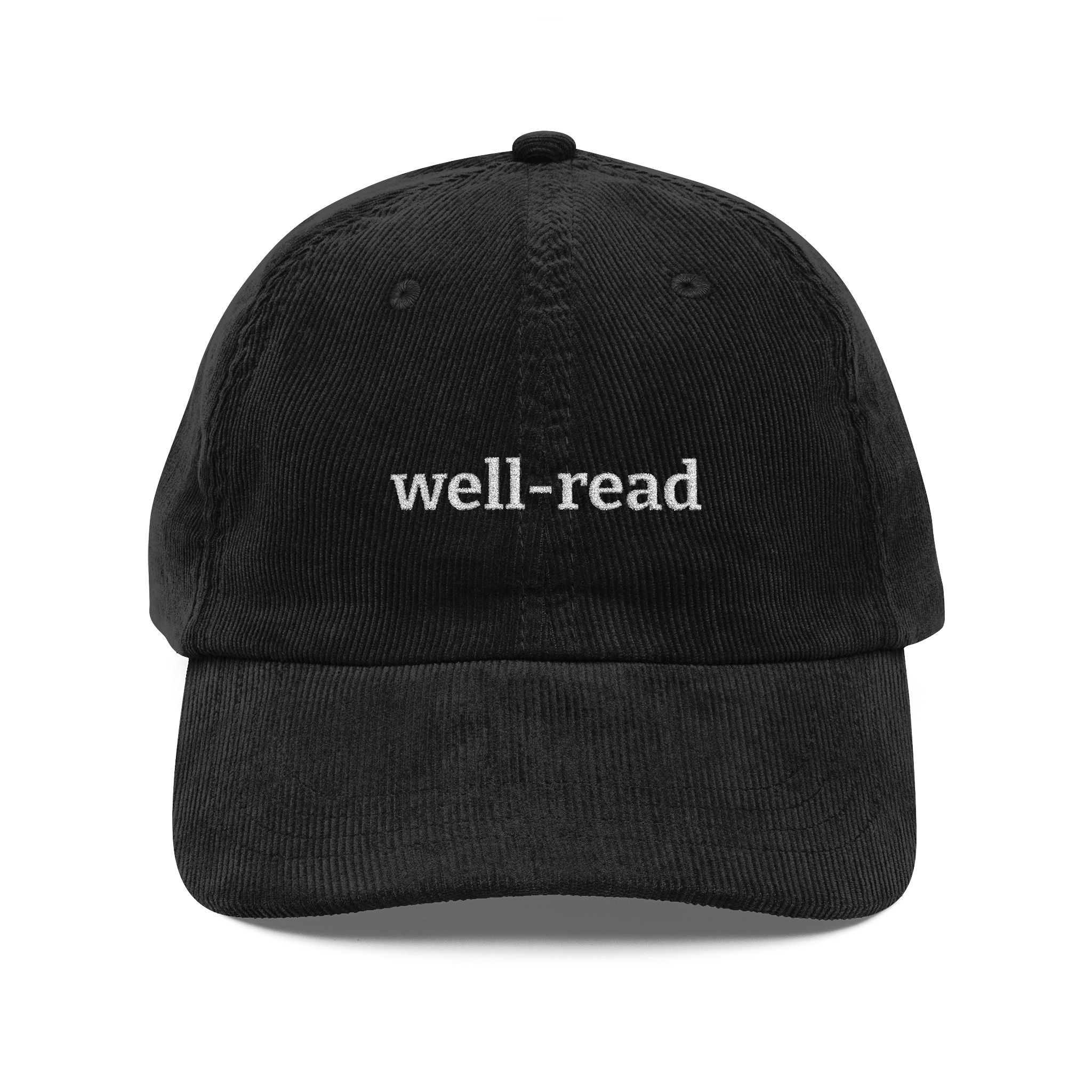 Well-Read Corduroy Cap – Vintage Embroidered Bookish Hat | Gift for Readers