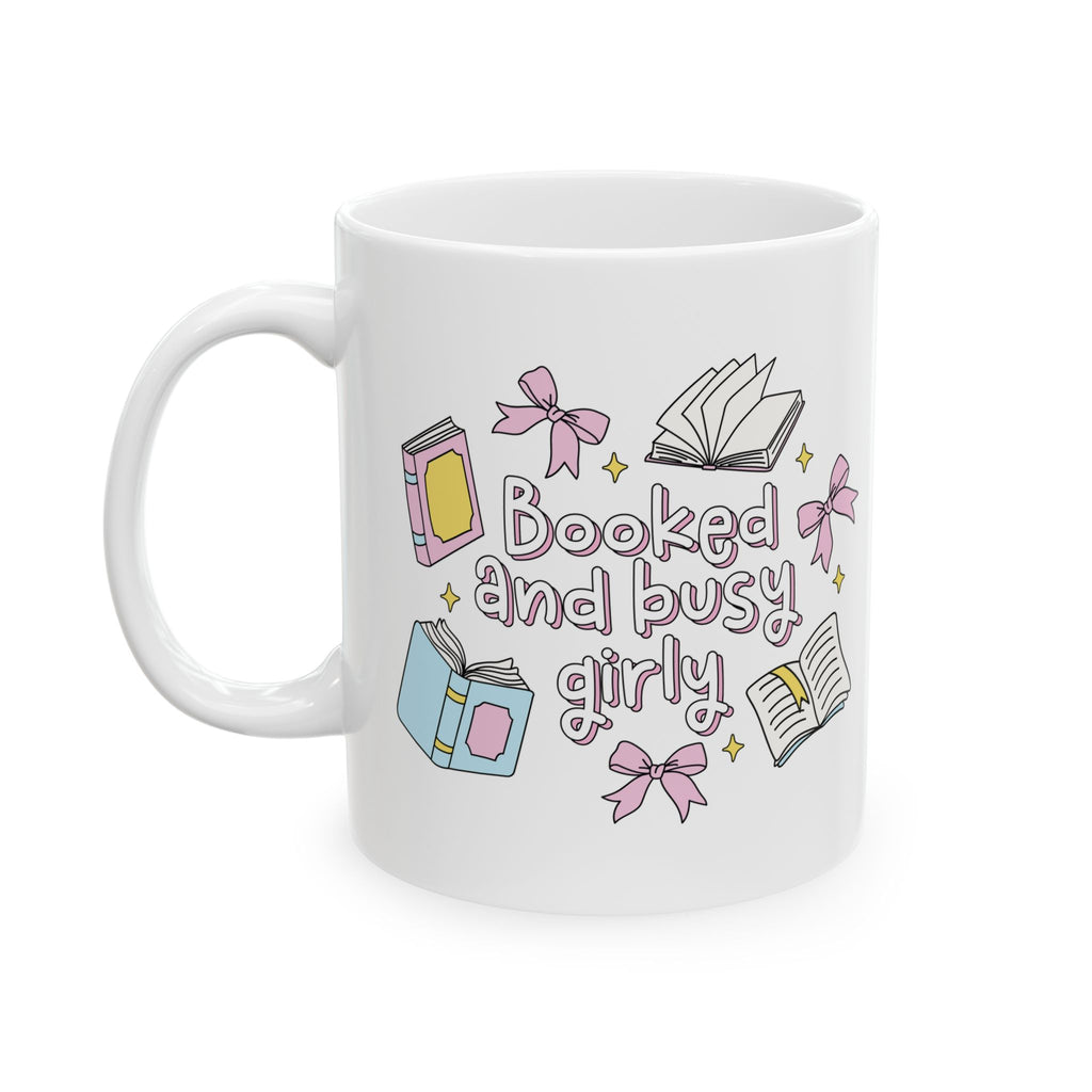 Booked & Busy Girly Mug – Book Lover Ceramic Mug | Gift for Readers