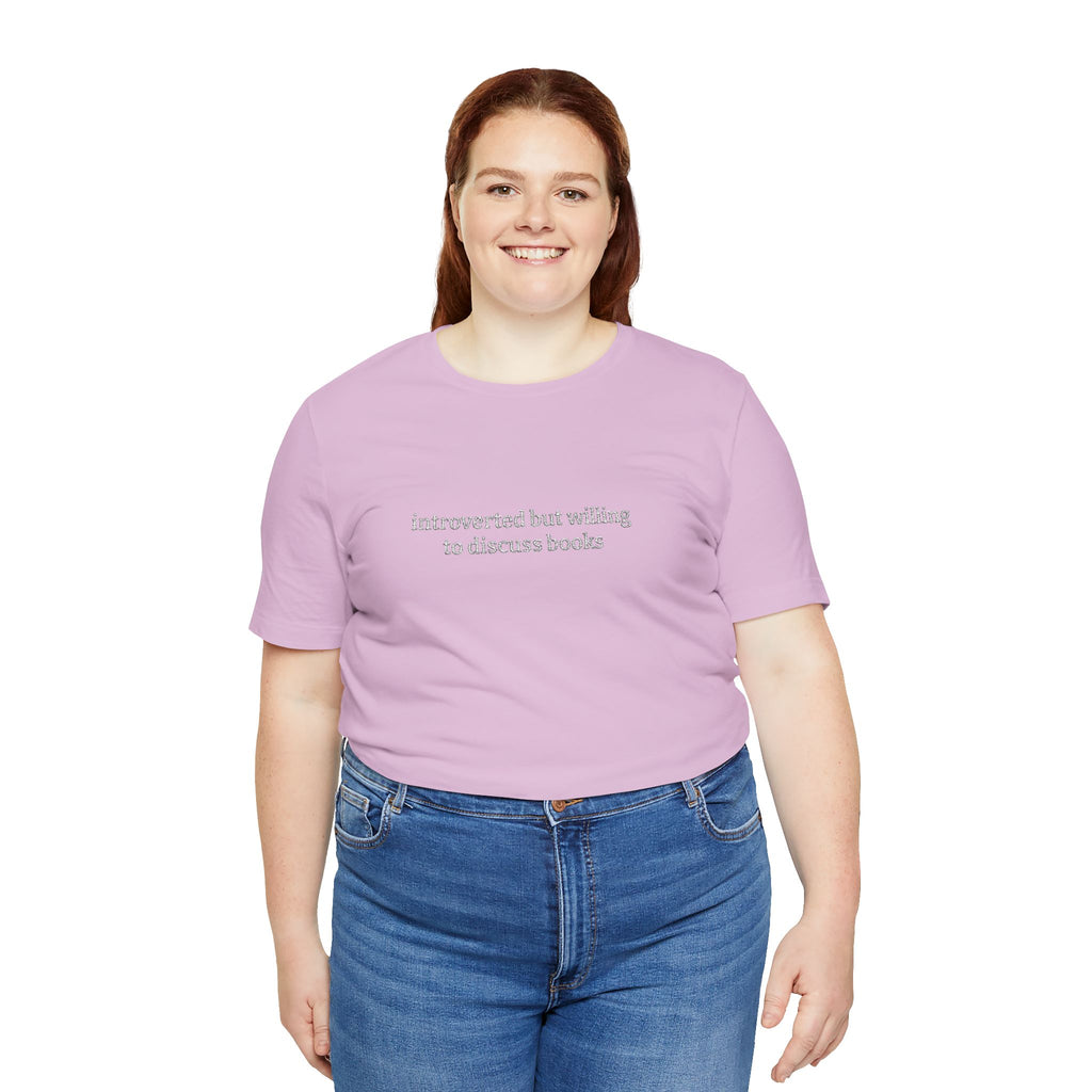 Introverted But Willing To Discuss Books Embroidered T-Shirt – Book Lover Tee | Gift for Readers