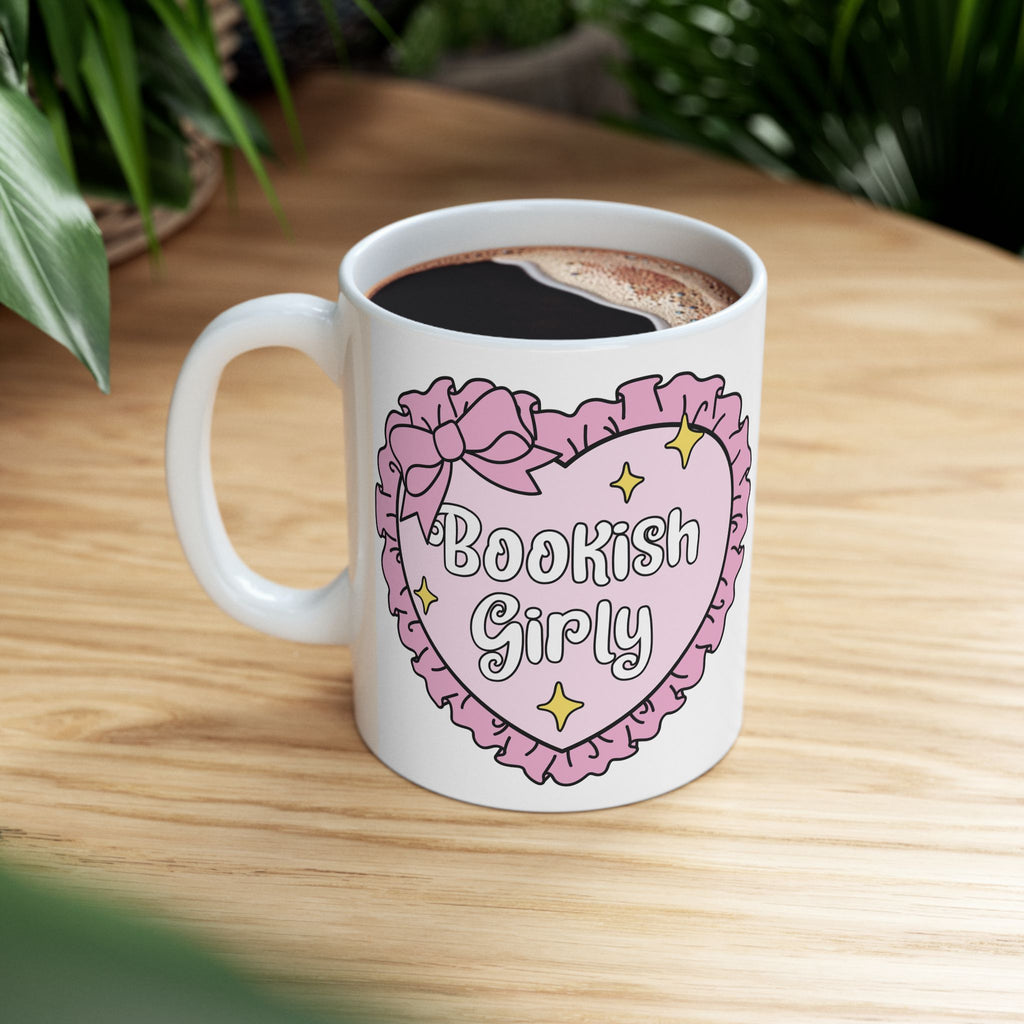 Bookish Girly Heart Mug – Book Lover Ceramic Mug | Gift for Readers