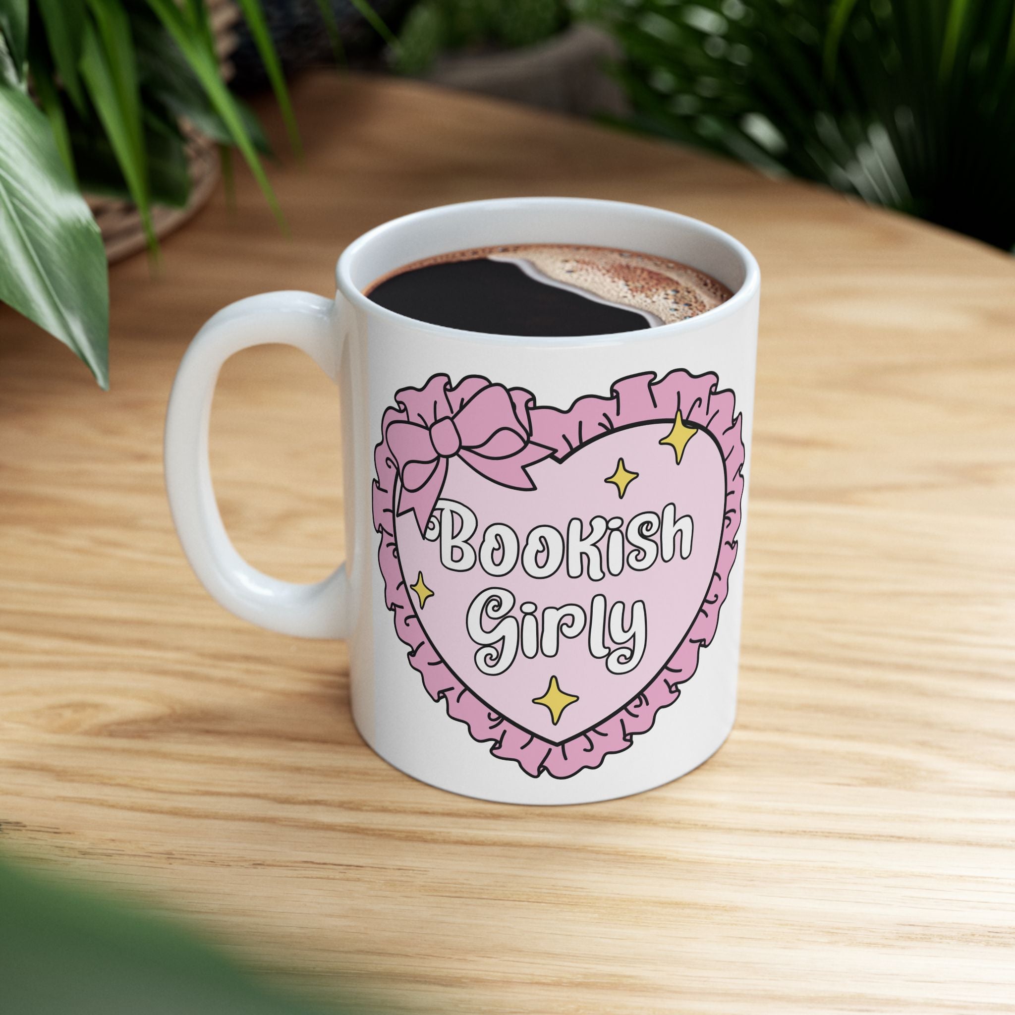 Bookish Girly Heart Mug – Book Lover Ceramic Mug | Gift for Readers