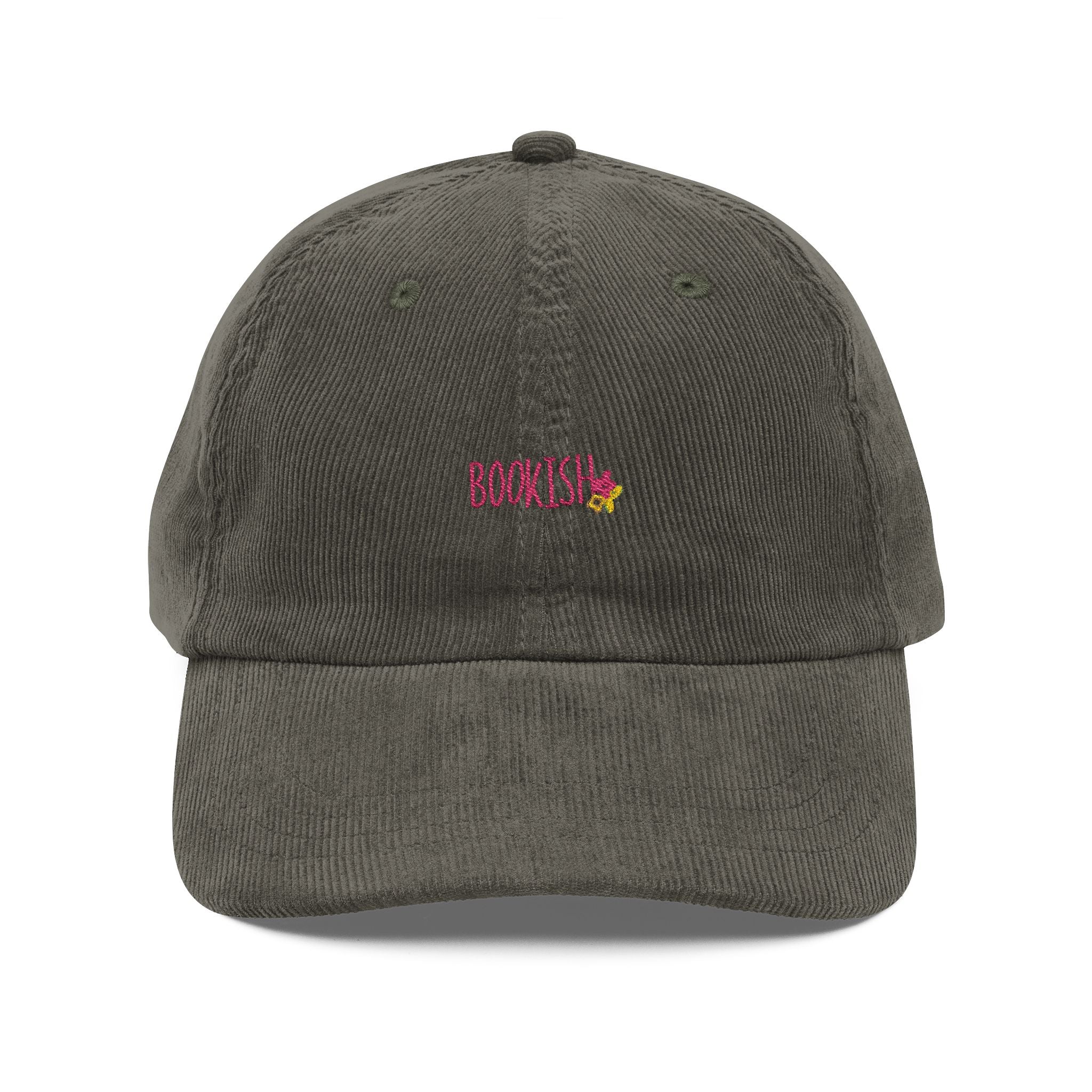 Bookish Floral Corduroy Cap – Vintage Embroidered Hat | Gift for Book Lovers