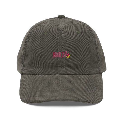 Bookish Floral Corduroy Cap – Vintage Embroidered Hat | Gift for Book Lovers