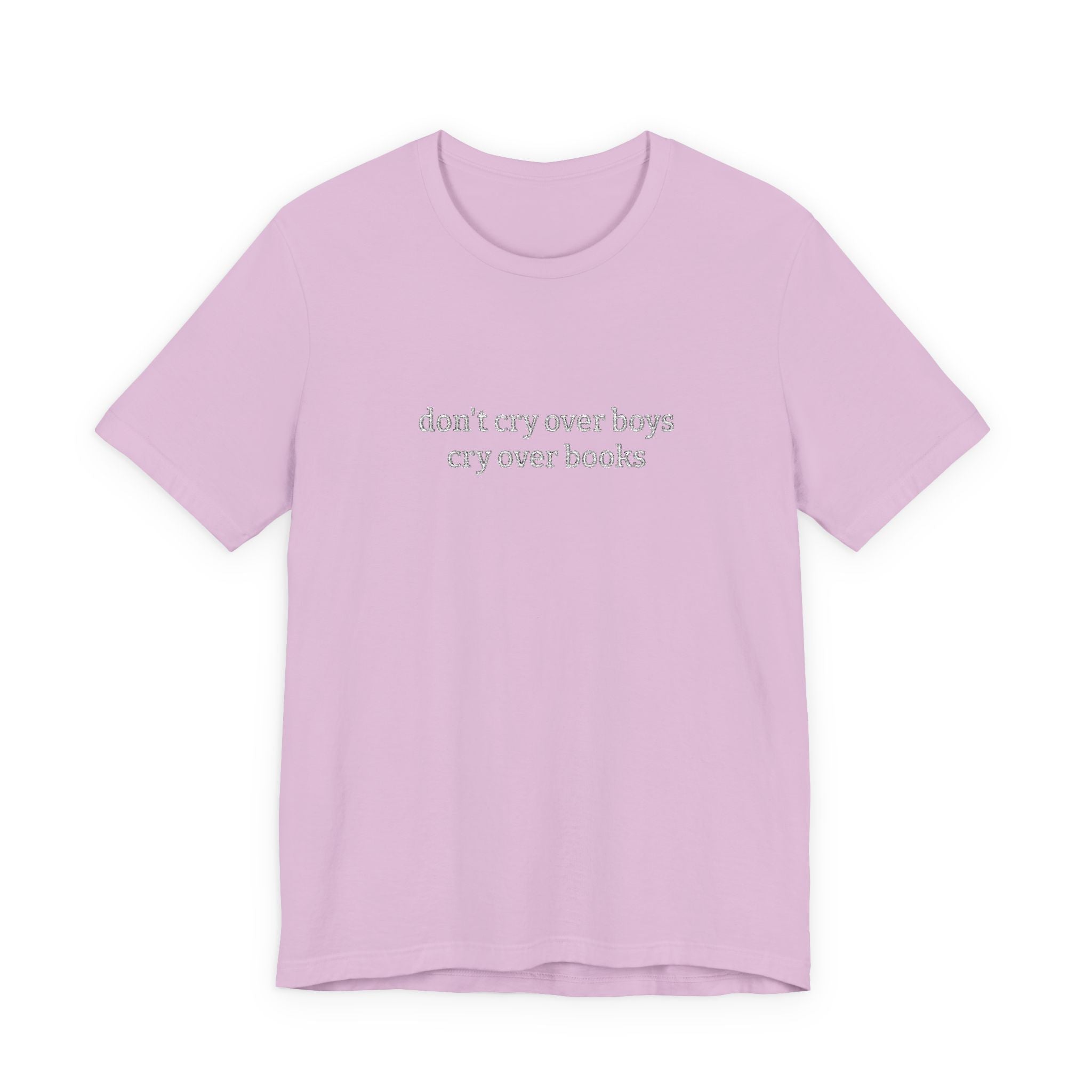 Don’t Cry Over Boys Cry Over Books Embroidered T-Shirt – Book Lover Tee | Reader Gift