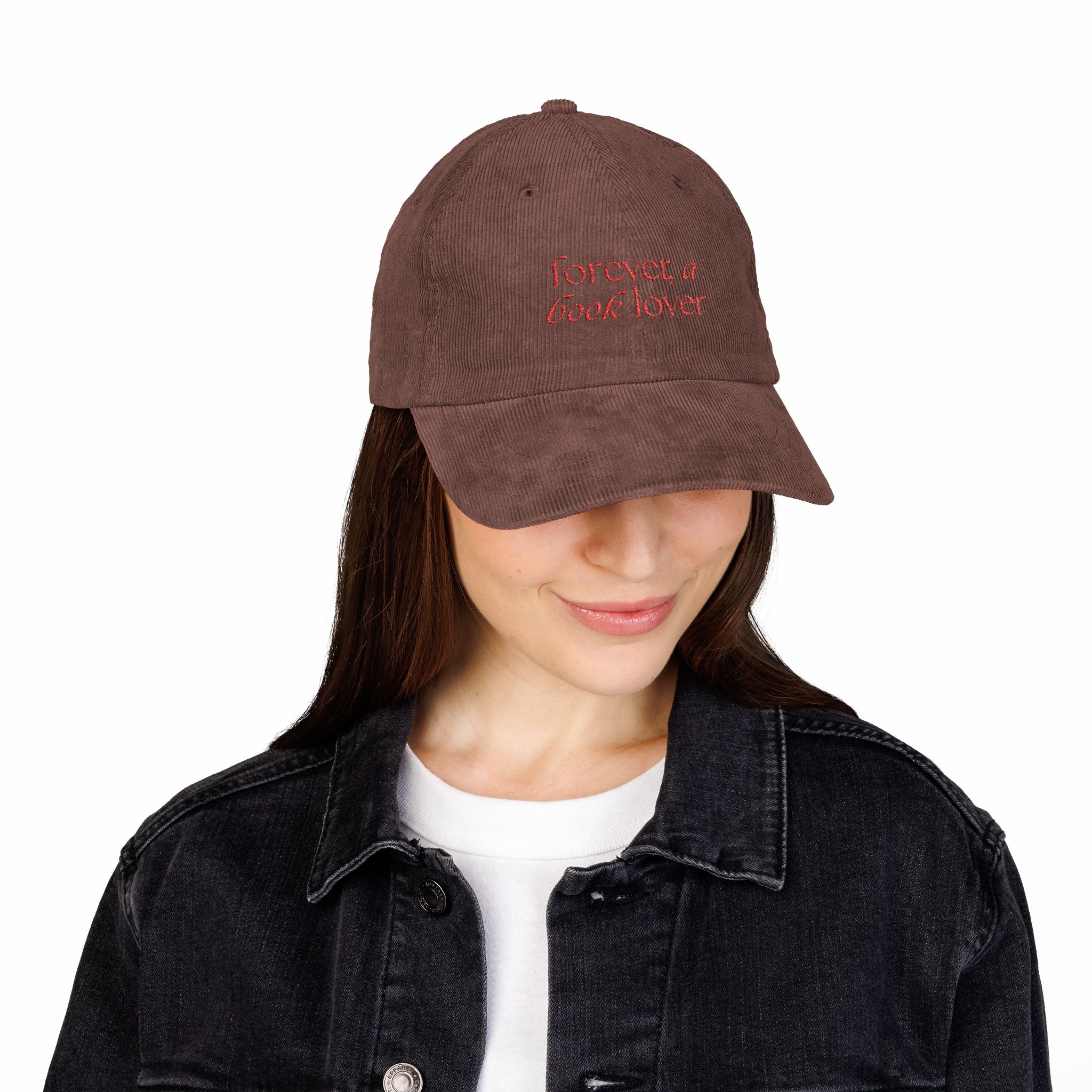 Forever A Book Lover Corduroy Cap – Vintage Embroidered Hat | Gift for Readers