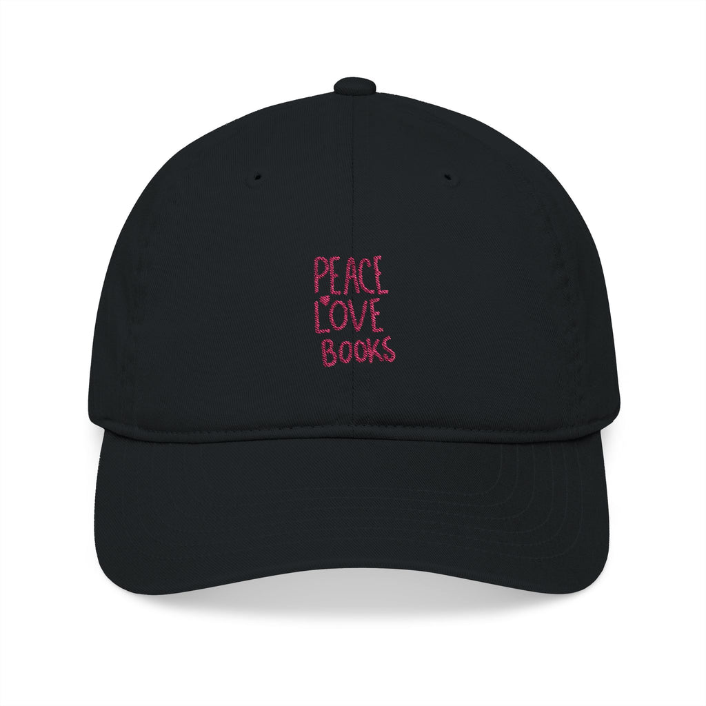 Peace Love Books Cap – Embroidered Bookish Baseball Hat | Gift for Readers