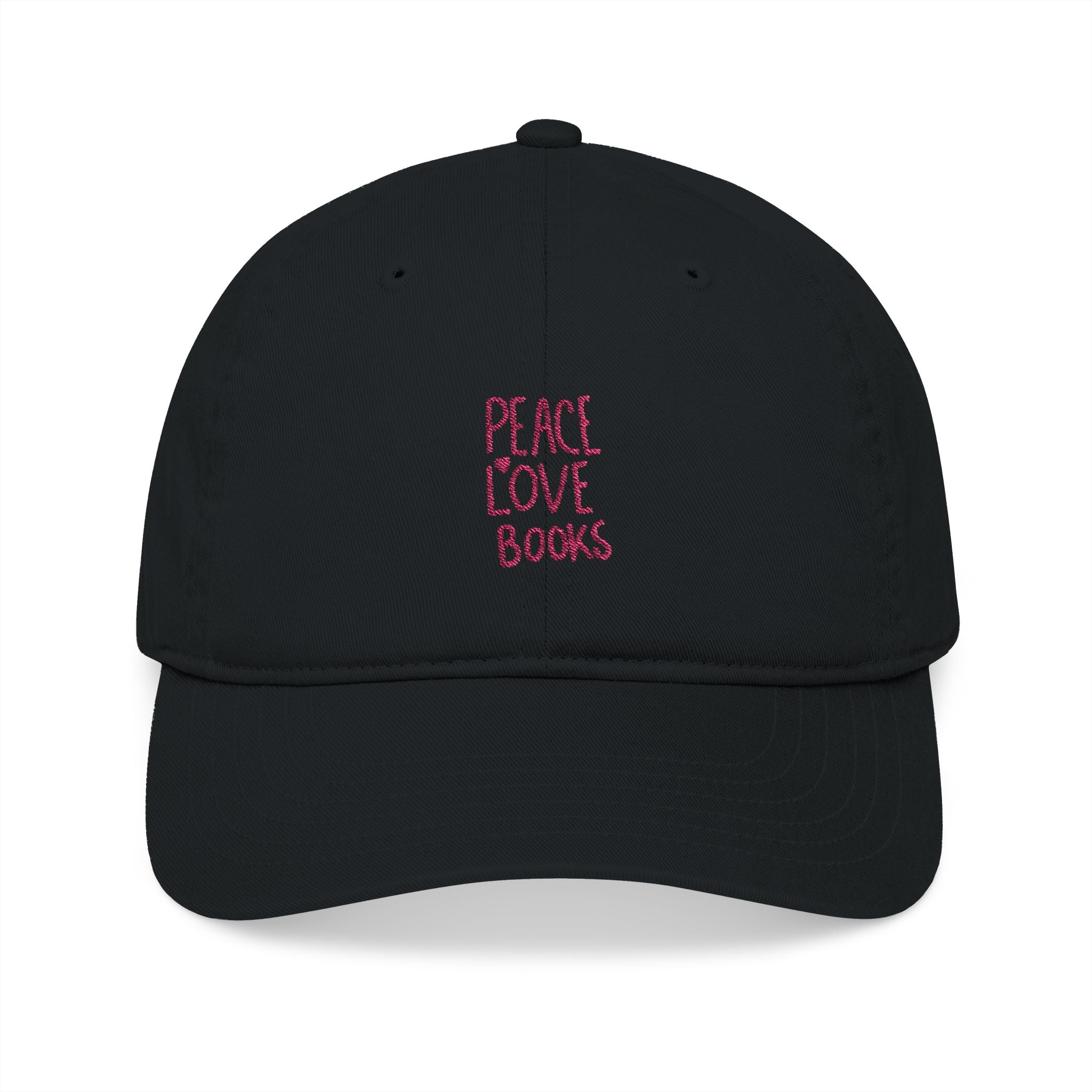 Peace Love Books Cap – Embroidered Bookish Baseball Hat | Gift for Readers