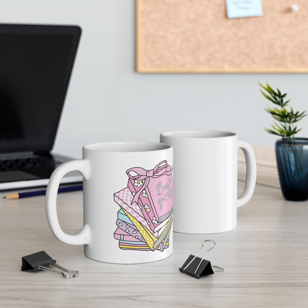 Book Girly Stack Mug – Book Lover Ceramic Mug | Gift for Readers