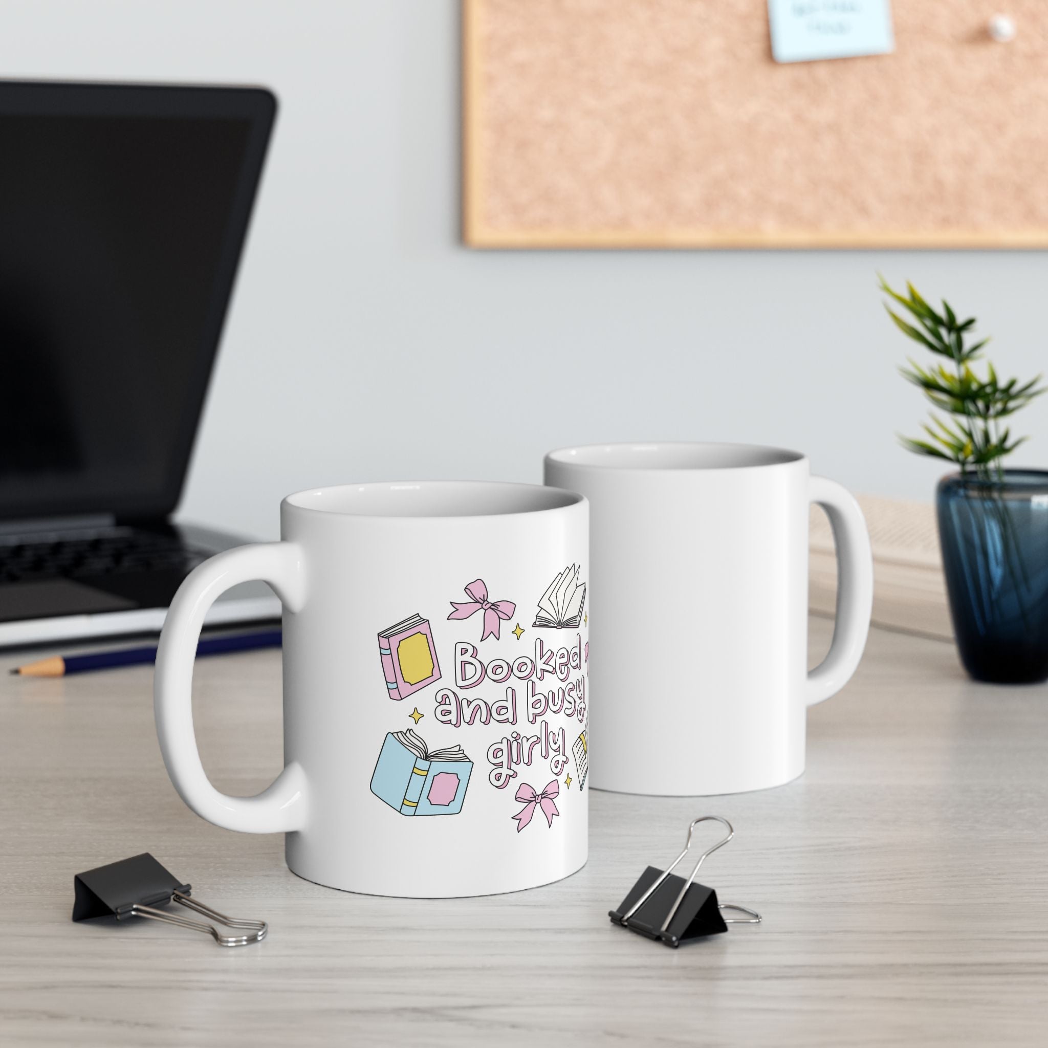 Booked & Busy Girly Mug – Book Lover Ceramic Mug | Gift for Readers