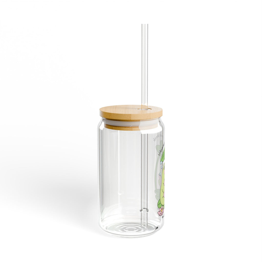 Happiness Is A Good Book On A Rainy Day Frog Glass Tumbler – Book Lover Sipper Glass | Gift for Readers
