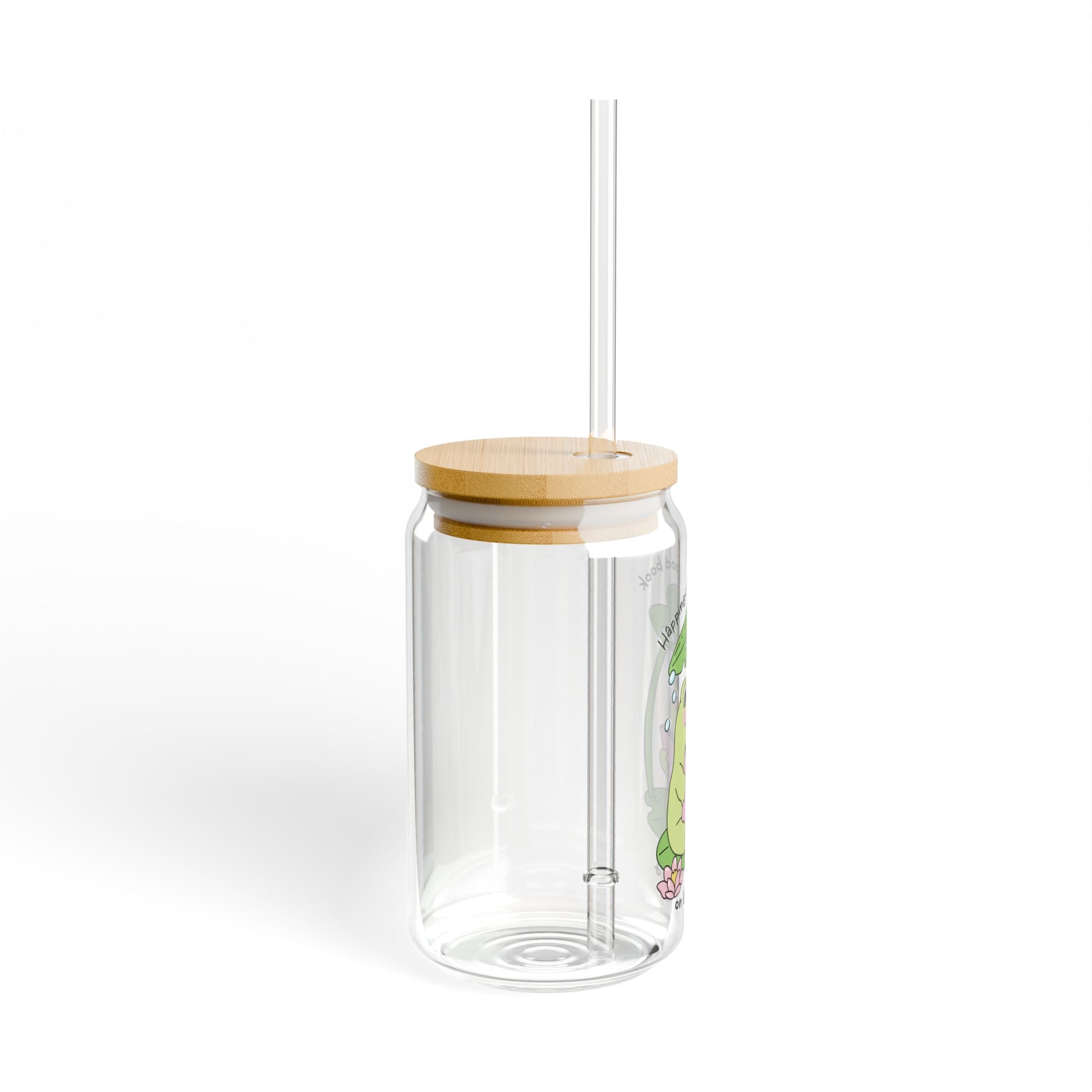 Happiness Is A Good Book On A Rainy Day Frog Glass Tumbler – Book Lover Sipper Glass | Gift for Readers