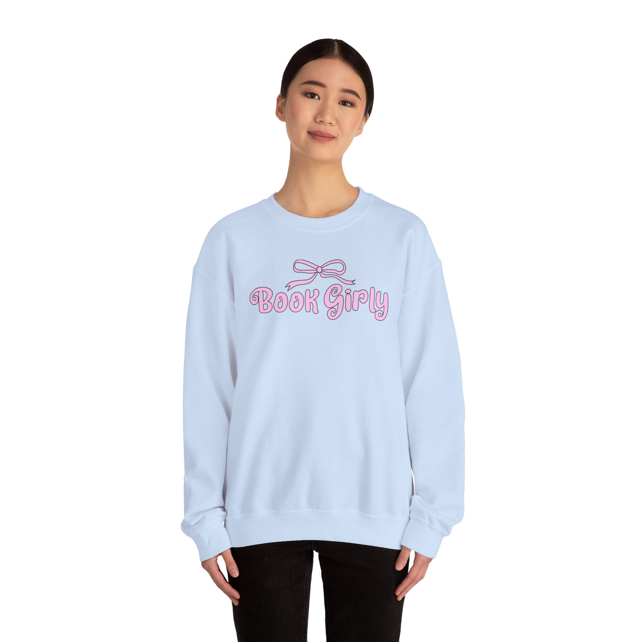 Book Girly With A Bow Sweatshirt – Bookish Crewneck for Readers | Gift for Book Lovers