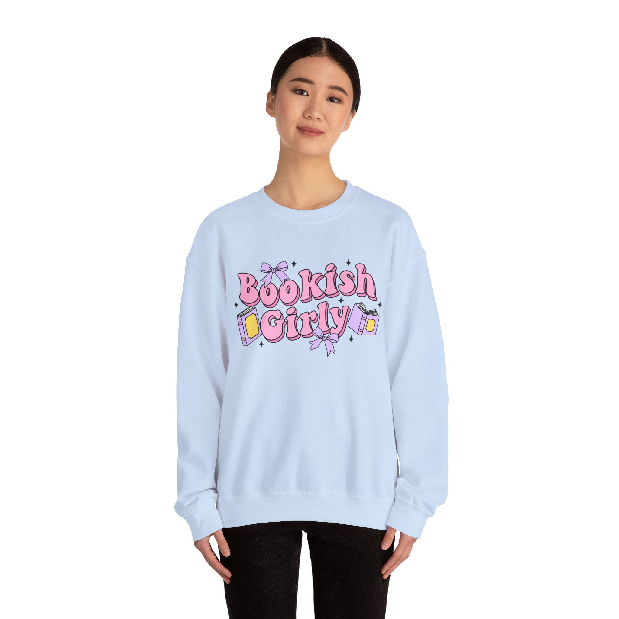 Bookish Girly Bow Sweatshirt – Bookish Crewneck for Readers | Gift for Book Lovers