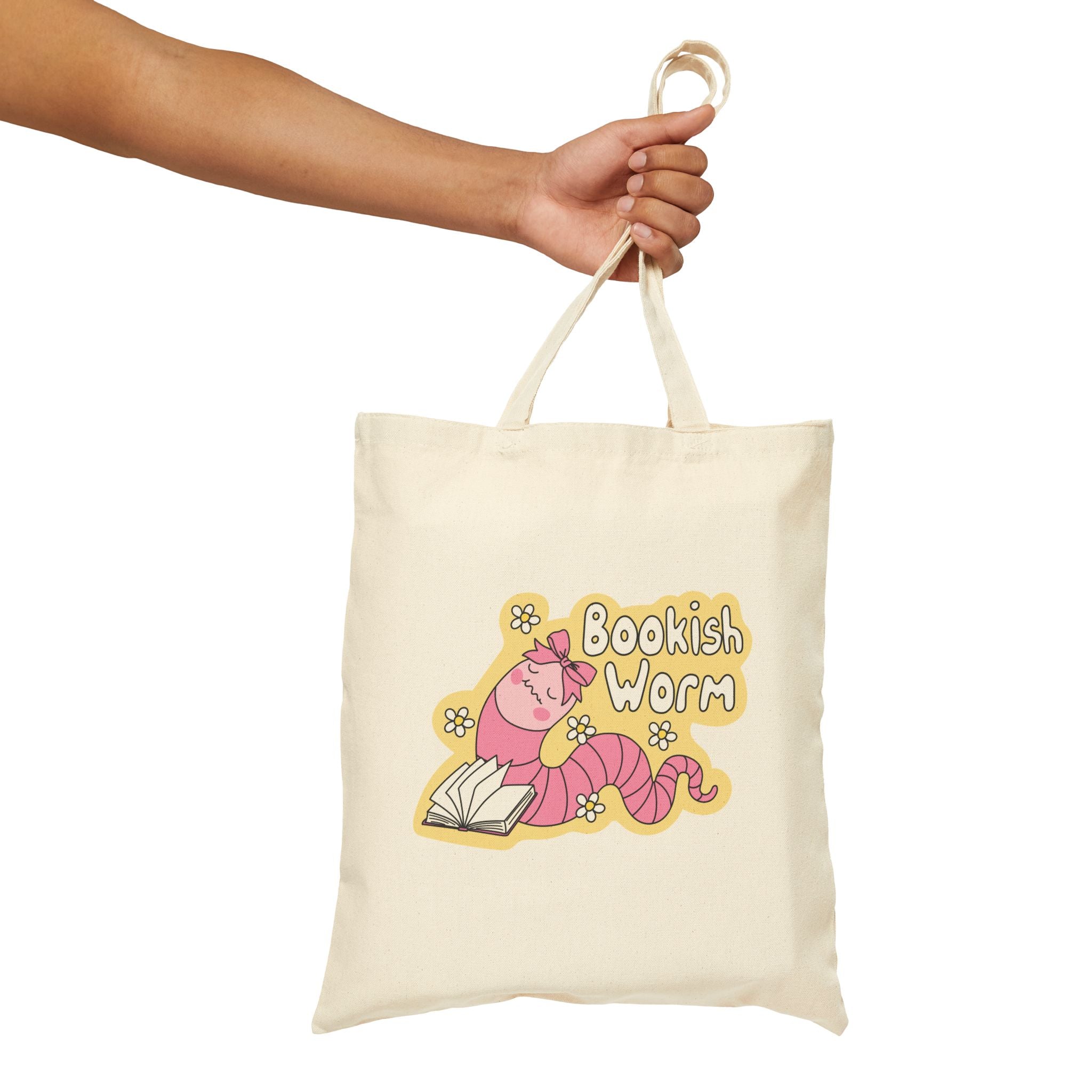 Bookish Worm Tote Bag – Book Lover Canvas Tote | Gift for Readers