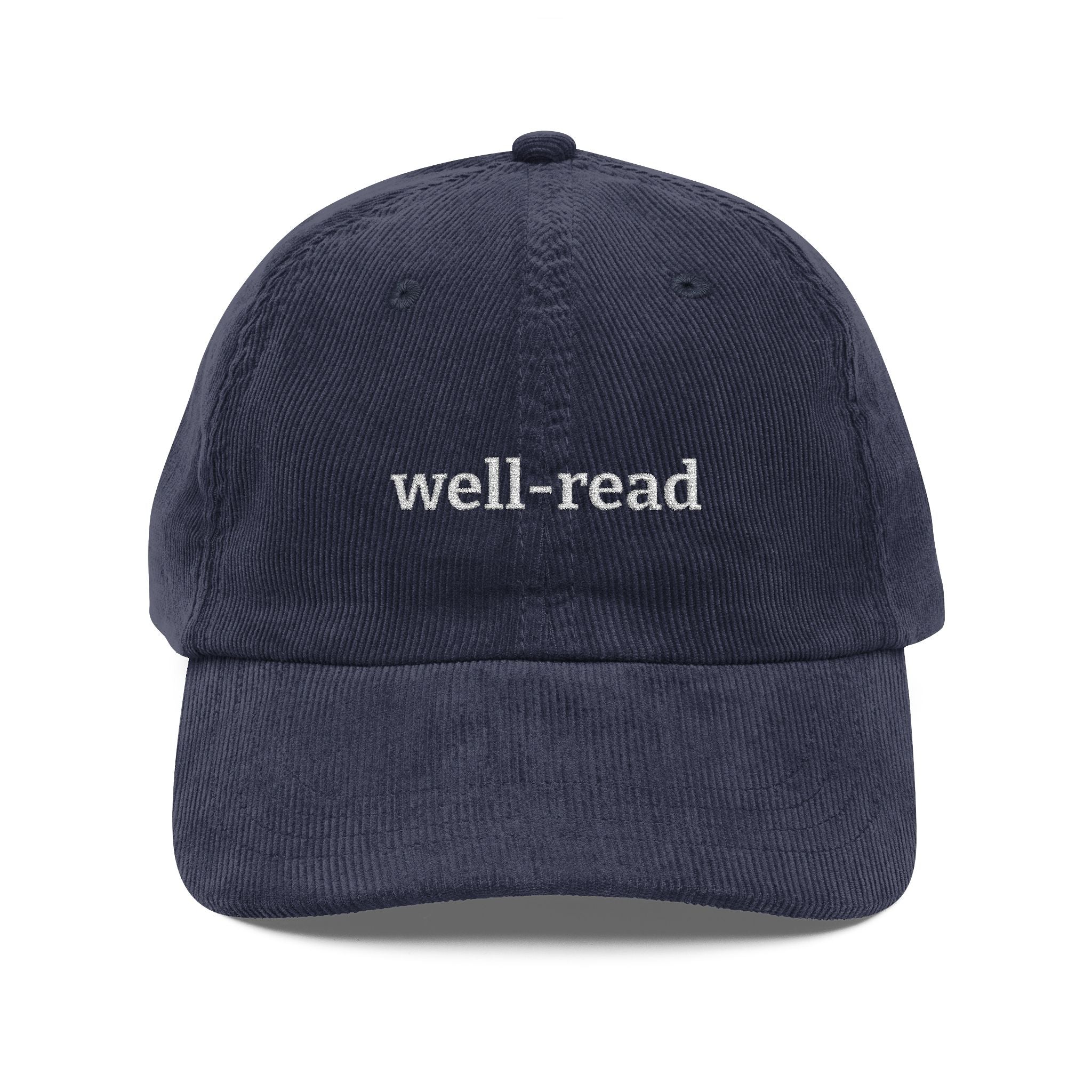 Well-Read Corduroy Cap – Vintage Embroidered Bookish Hat | Gift for Readers