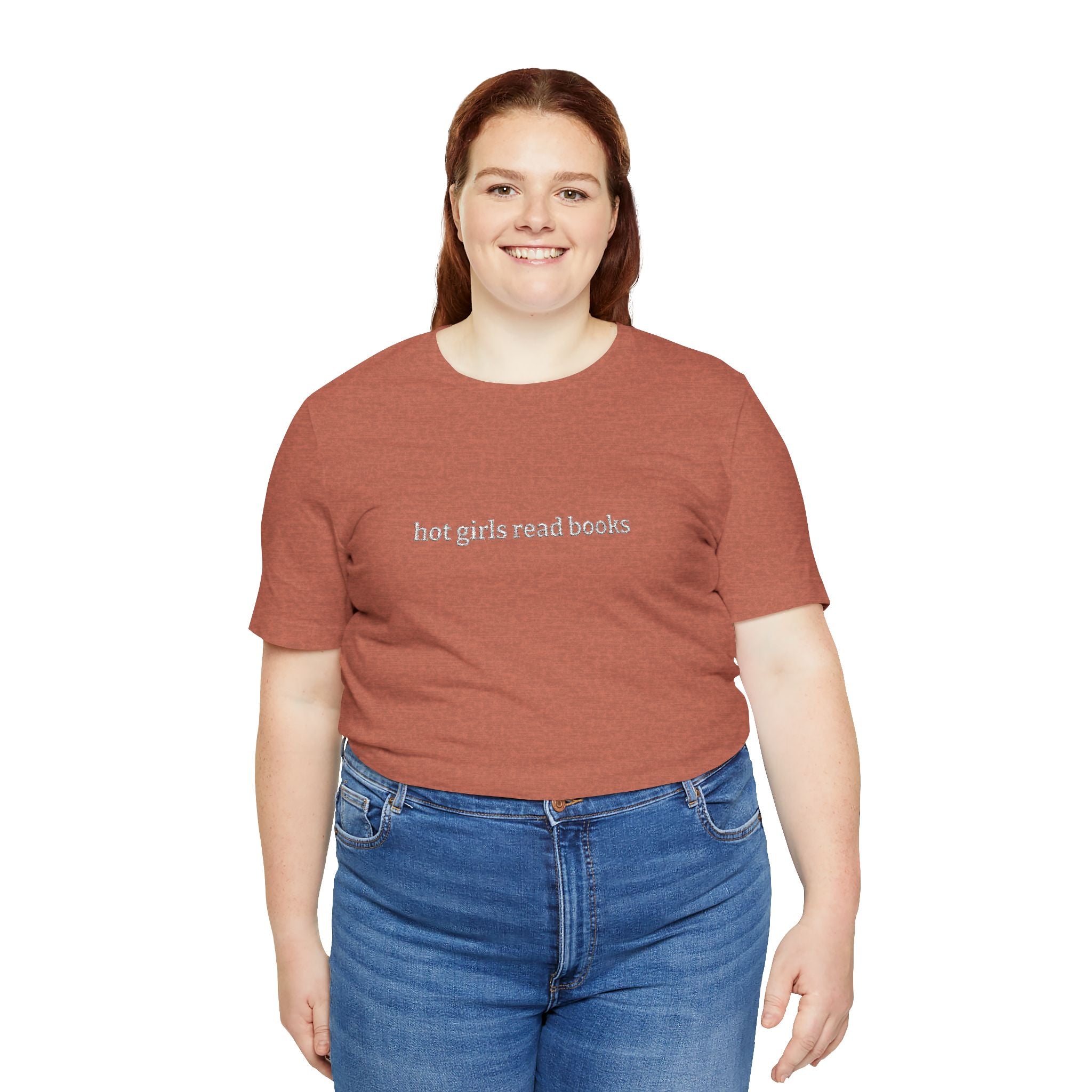 Hot Girls Read Books Embroidered T-Shirt – Book Lover Tee | Gift for Readers