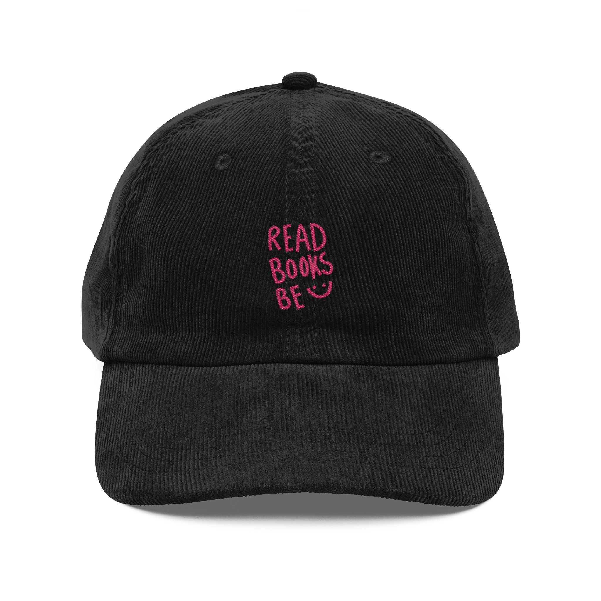 Read Books Be Happy Corduroy Cap – Vintage Embroidered Bookish Hat | Gift for Readers
