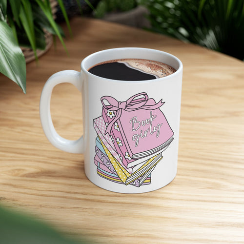 Book Girly Stack Mug – Book Lover Ceramic Mug | Gift for Readers