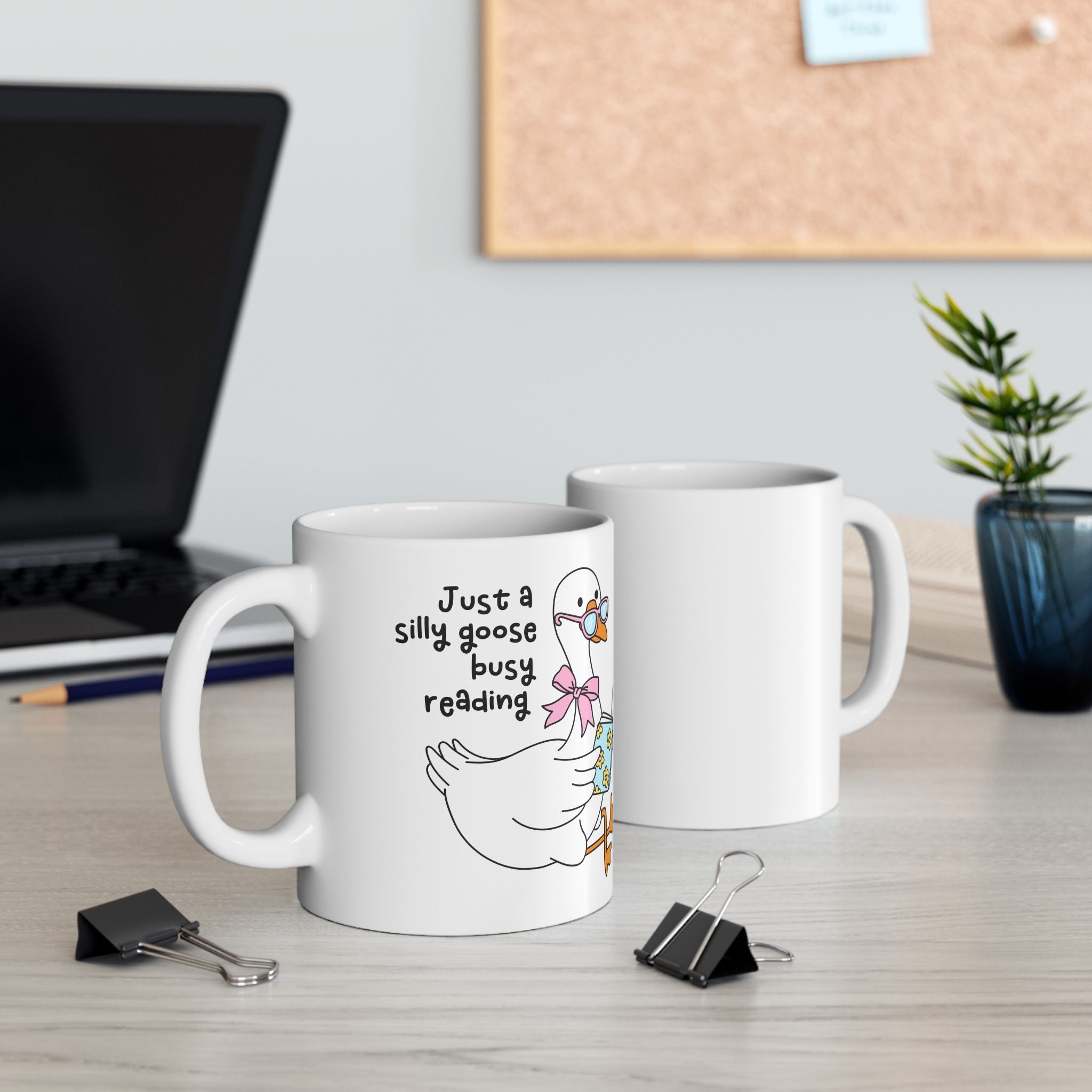 Just A Silly Goose Busy Reading Mug – Book Lover Ceramic Mug | Gift for Readers
