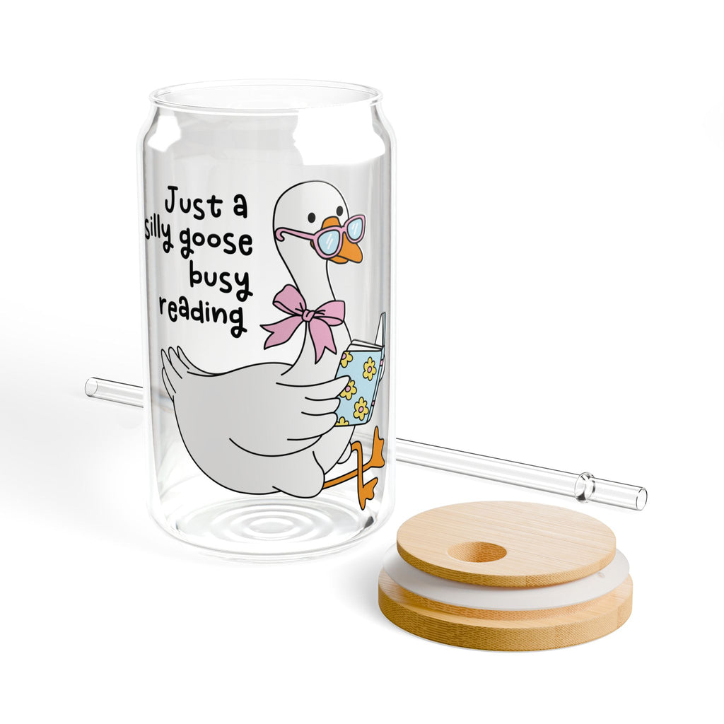Just A Silly Goose Busy Reading Glass Tumbler – Book Lover Sipper Glass | Gift for Readers