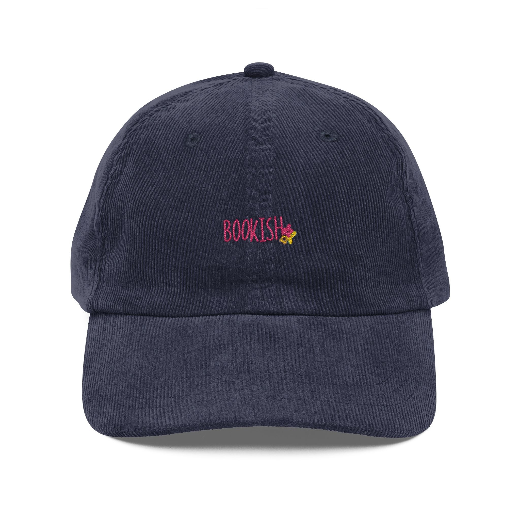 Bookish Floral Corduroy Cap – Vintage Embroidered Hat | Gift for Book Lovers
