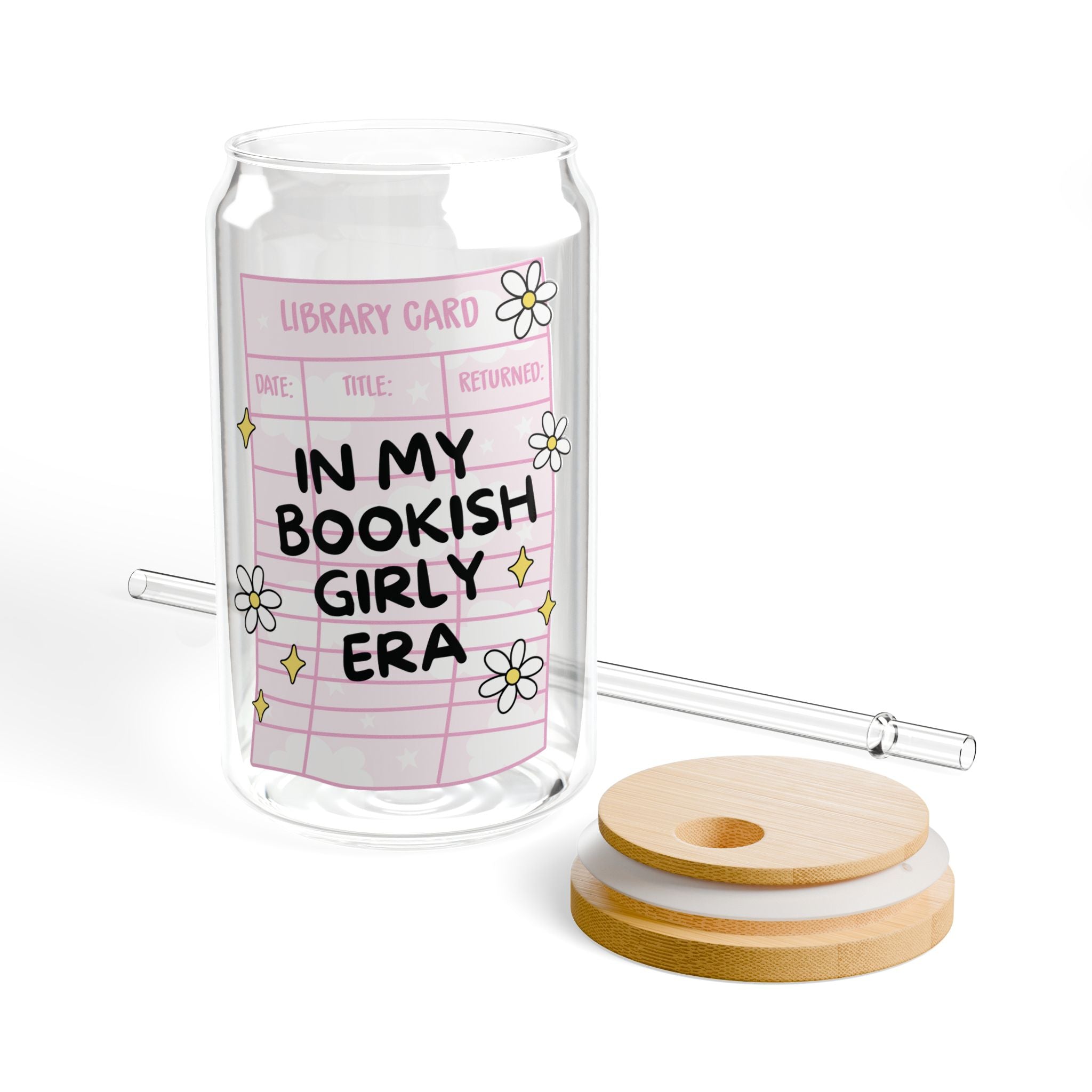 In My Bookish Girl Era Floral Glass Tumbler – Book Lover Sipper Glass | Gift for Readers