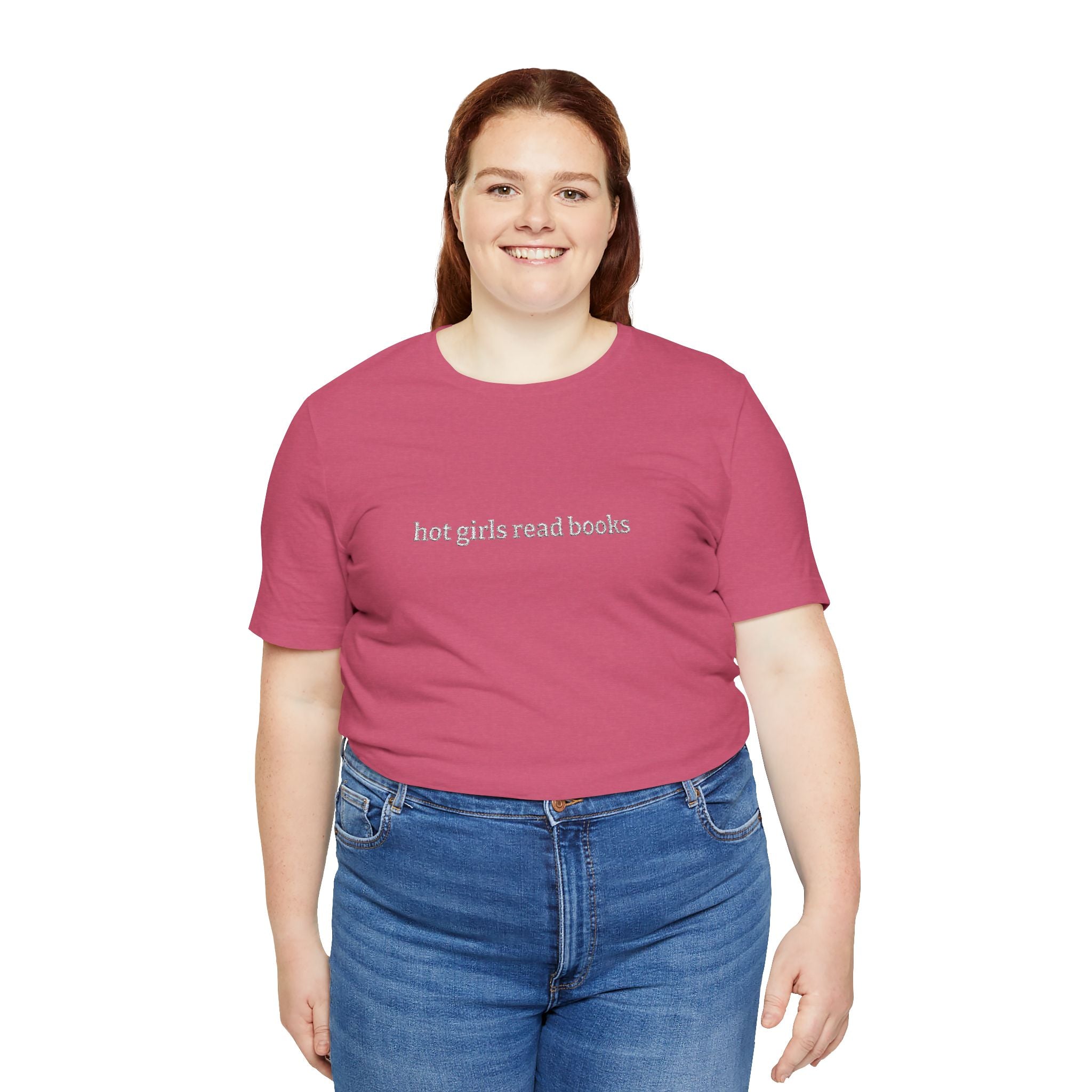 Hot Girls Read Books Embroidered T-Shirt – Book Lover Tee | Gift for Readers