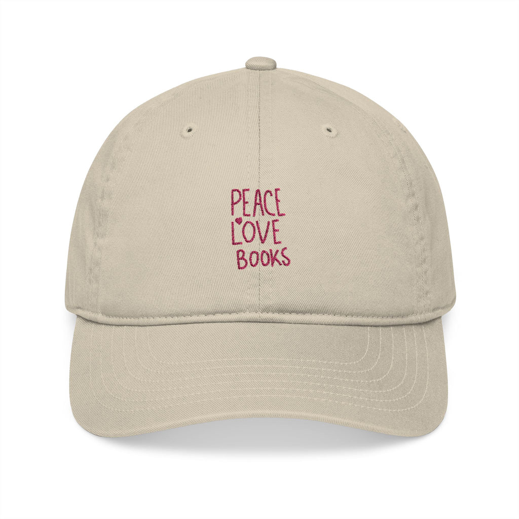 Peace Love Books Cap – Embroidered Bookish Baseball Hat | Gift for Readers