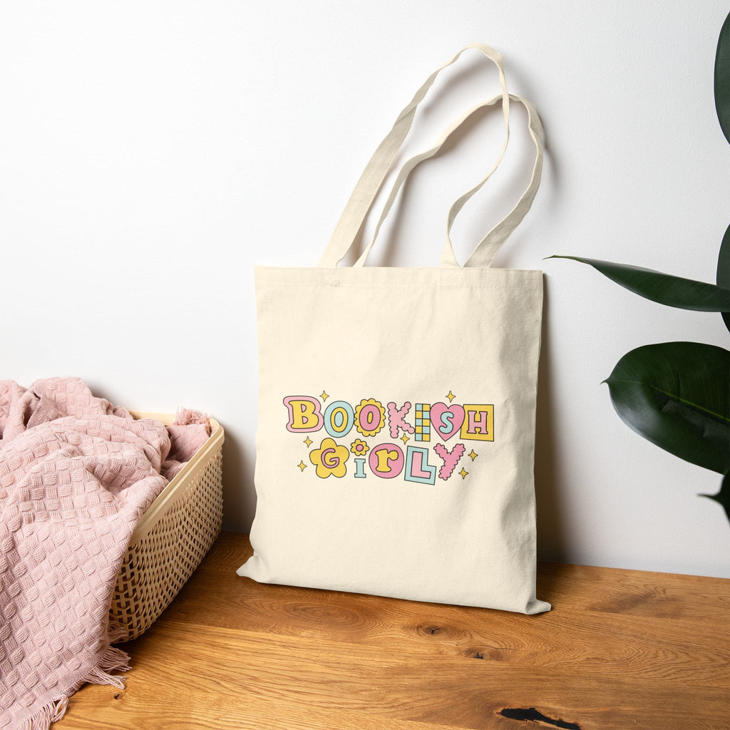 Bookish Girly Tote Bag – Book Lover Canvas Tote | Gift for Readers