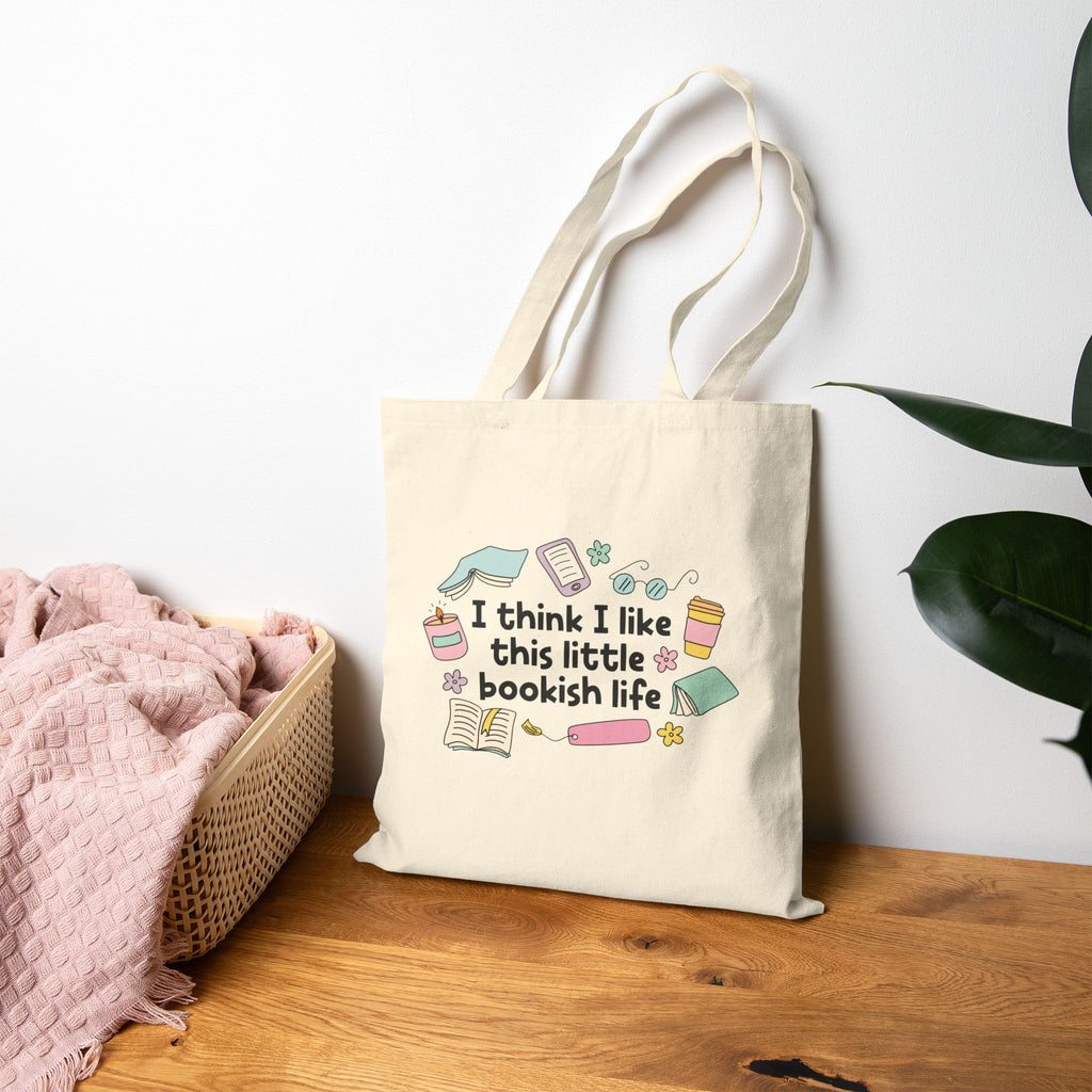 I Think I Like This Little Bookish Life Tote Bag – Book Lover Canvas Tote | Gift for Readers