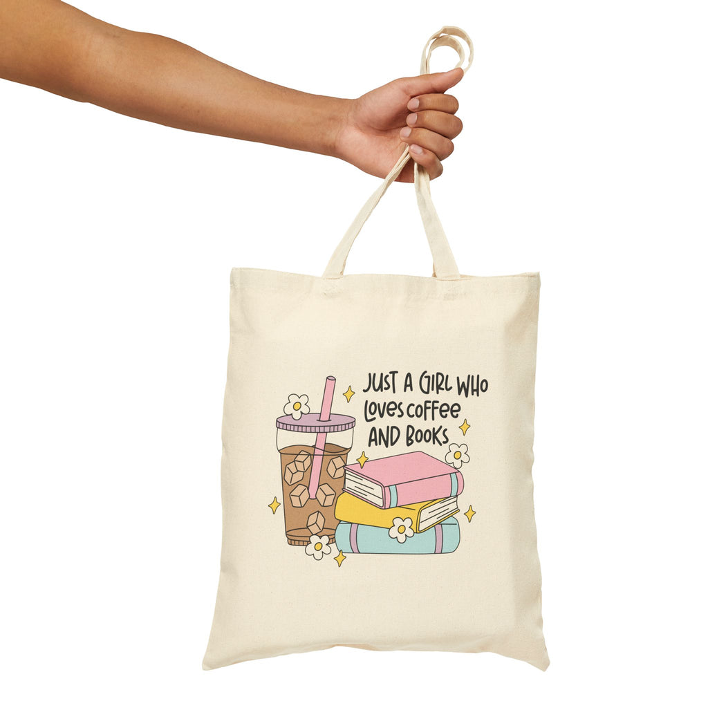 Just A Girl Who Loves Coffee & Books Tote Bag – Book Lover Canvas Tote | Gift for Readers
