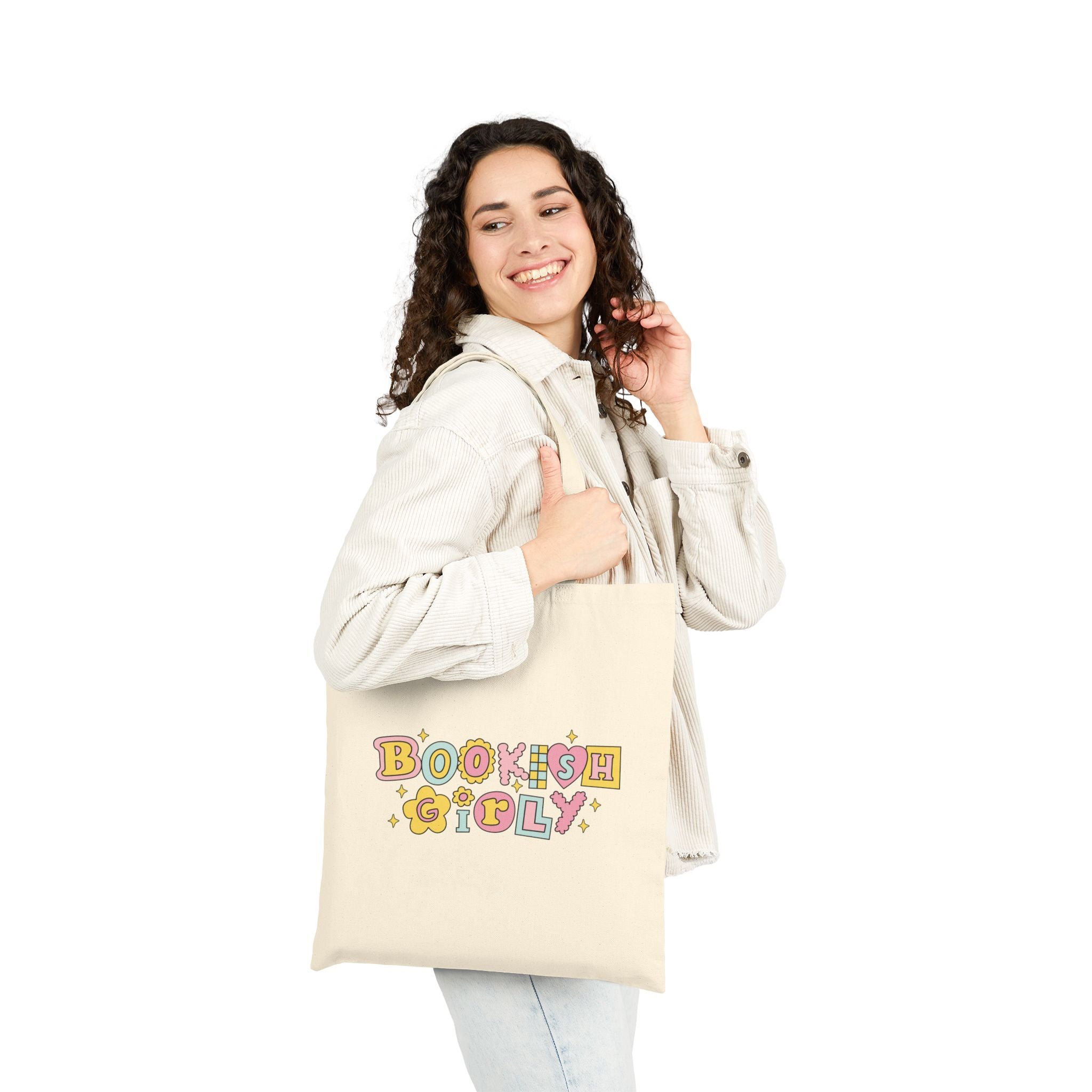 Bookish Girly Tote Bag – Book Lover Canvas Tote | Gift for Readers