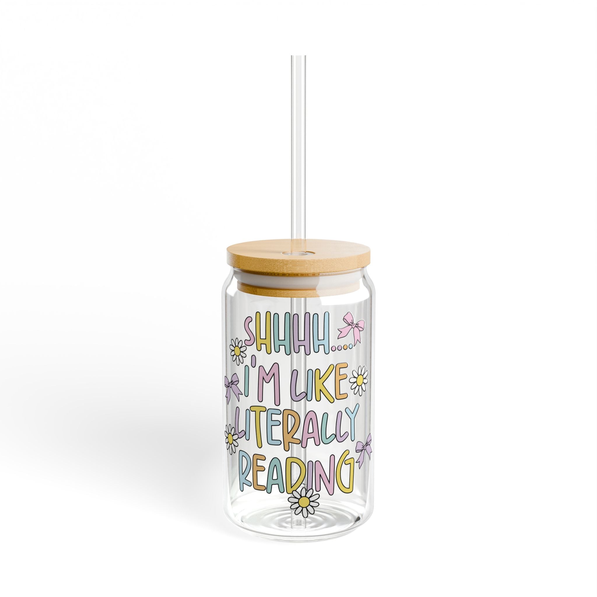 Shhhh I'm Like Literally Reading Glass Tumbler – Book Lover Sipper Glass | Gift for Readers