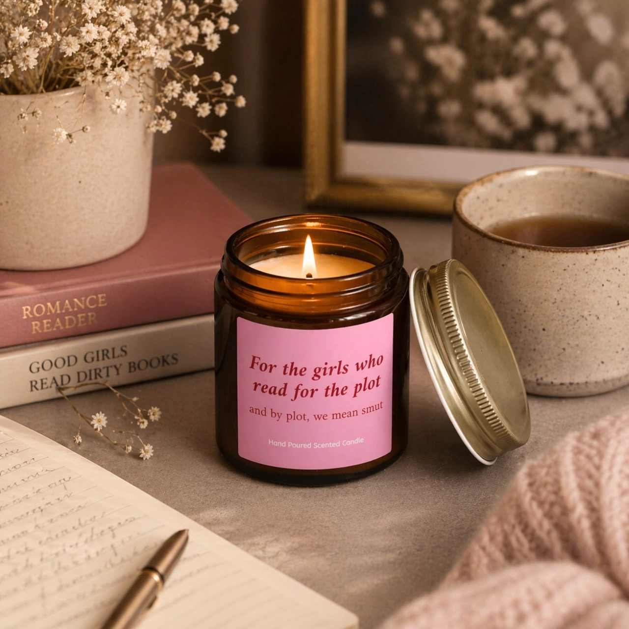 For The Girls Who Read For The Plot And By Plot We Mean Smut Candle – Book Lover Reading Candle | Gift for Readers