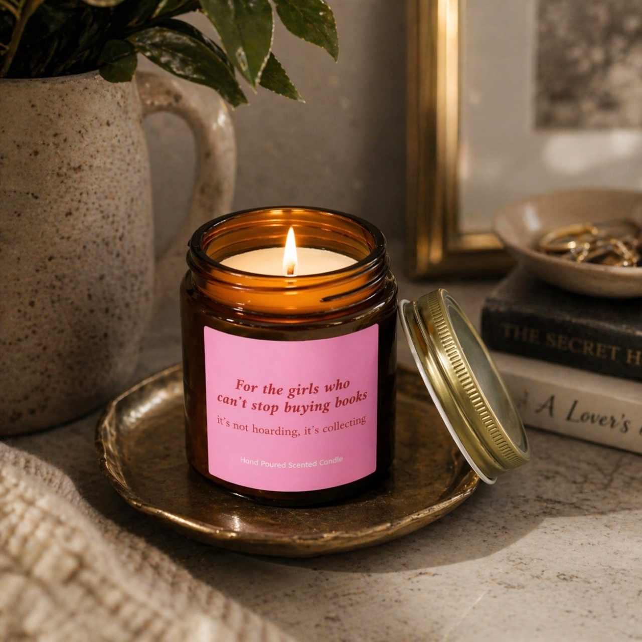 For The Girls Who Can't Stop Buying Books It's Not Hoarding It's Collecting Candle – Book Lover Reading Candle | Gift for Readers