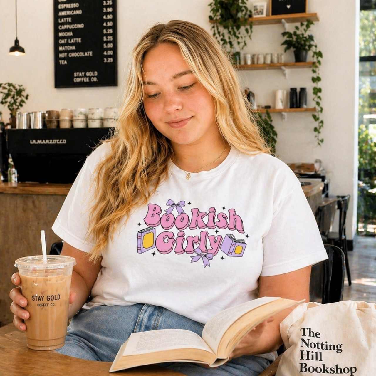 Bookish Girly T-Shirt – Minimal Book Lover Graphic Tee | Cute Reader Gift