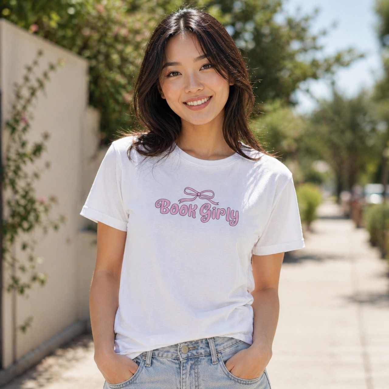 Book Girly Bow T-Shirt – Coquette Book Lover Graphic Tee | Cute Reader Gift