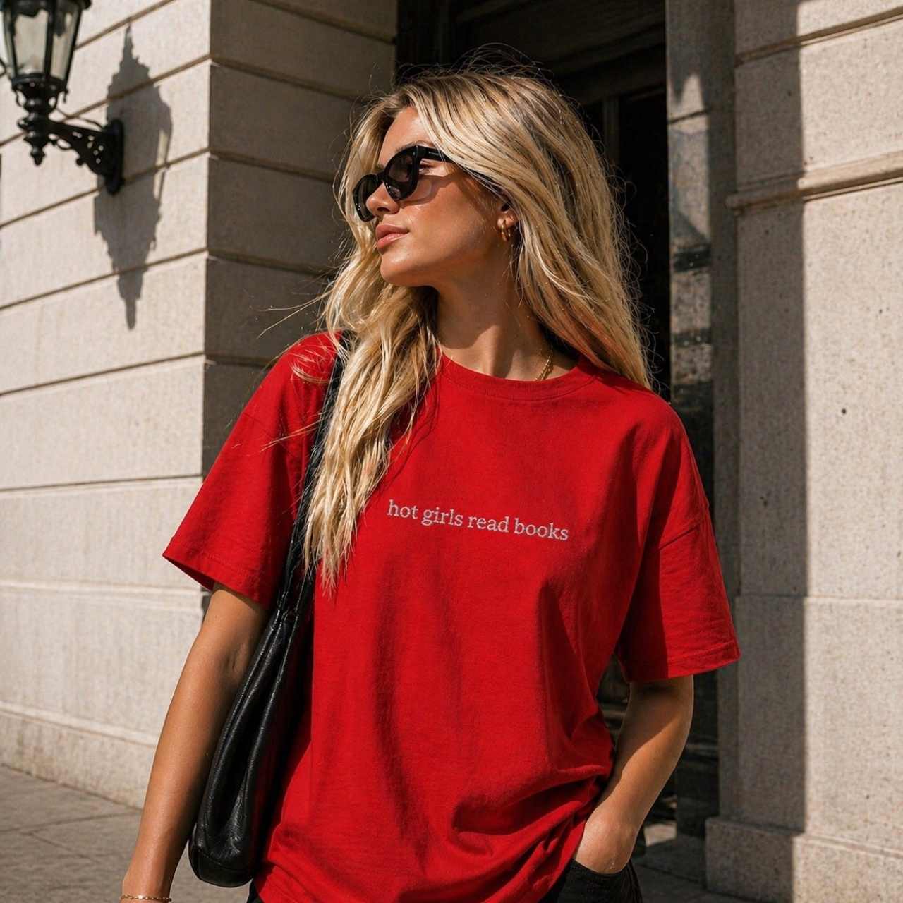 Hot Girls Read Books Embroidered T-Shirt – Book Lover Tee | Gift for Readers
