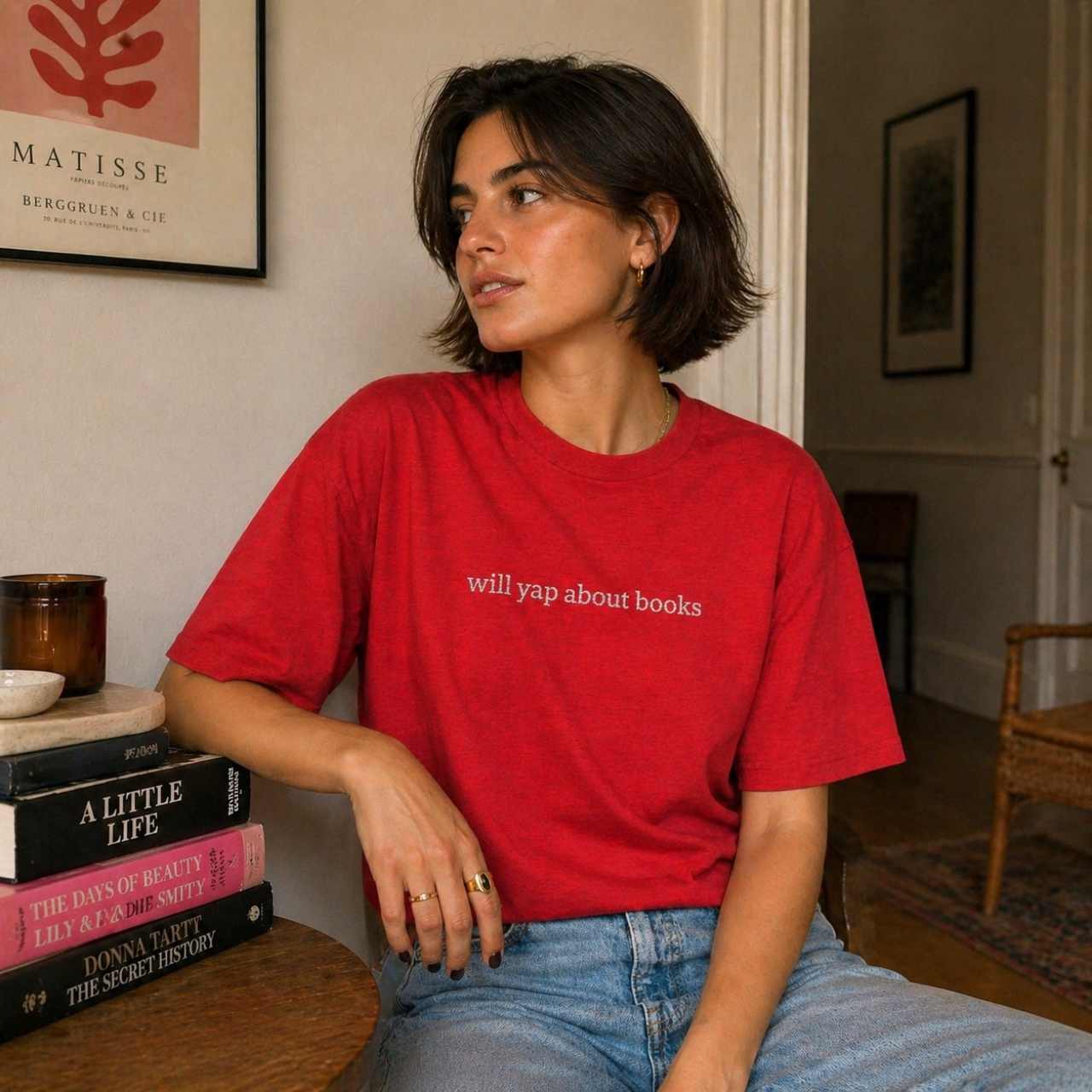 Will Yap About Books Embroidered T-Shirt – Funny Book Lover Tee | Gift for Readers