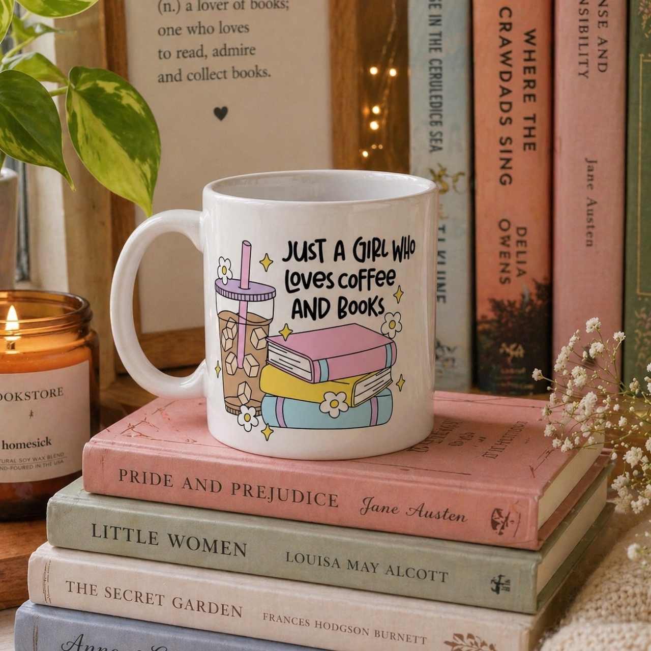 Just A Girl Who Loves Coffee & Books Mug – Book Lover Ceramic Mug | Gift for Readers