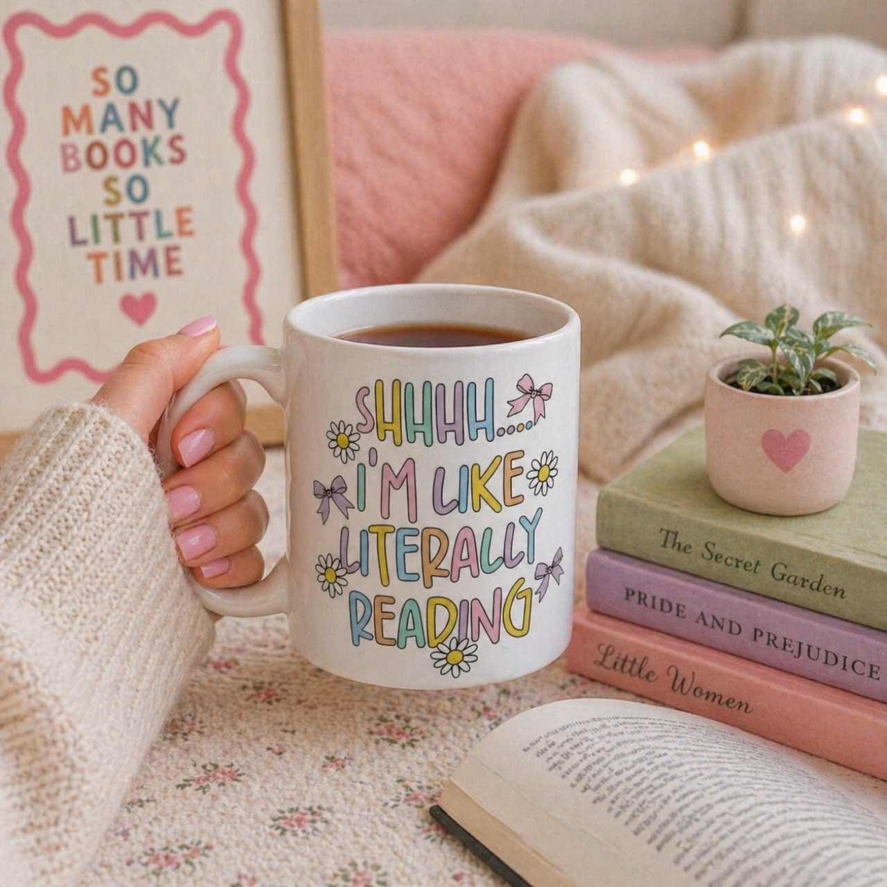 Shhhh I Am Like Literally Reading Mug – Book Lover Ceramic Mug | Gift for Readers