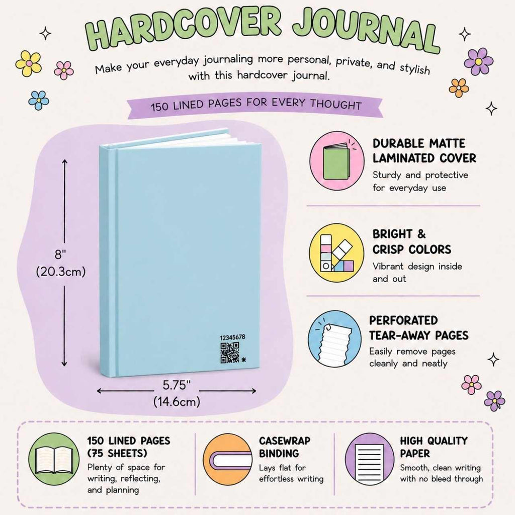 Bookish Girly Blue Journal – Hardcover Reading Journal | Gift for Book Lovers