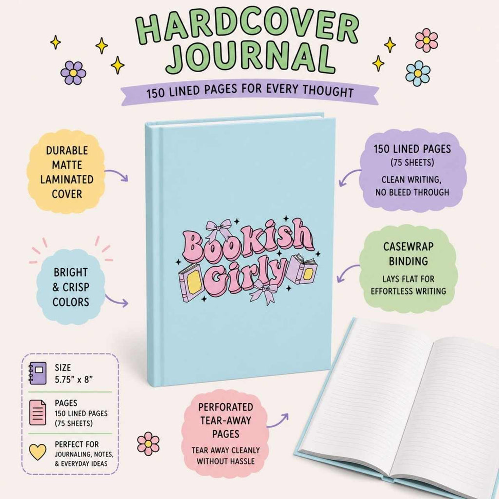Bookish Girly Blue Journal – Hardcover Reading Journal | Gift for Book Lovers