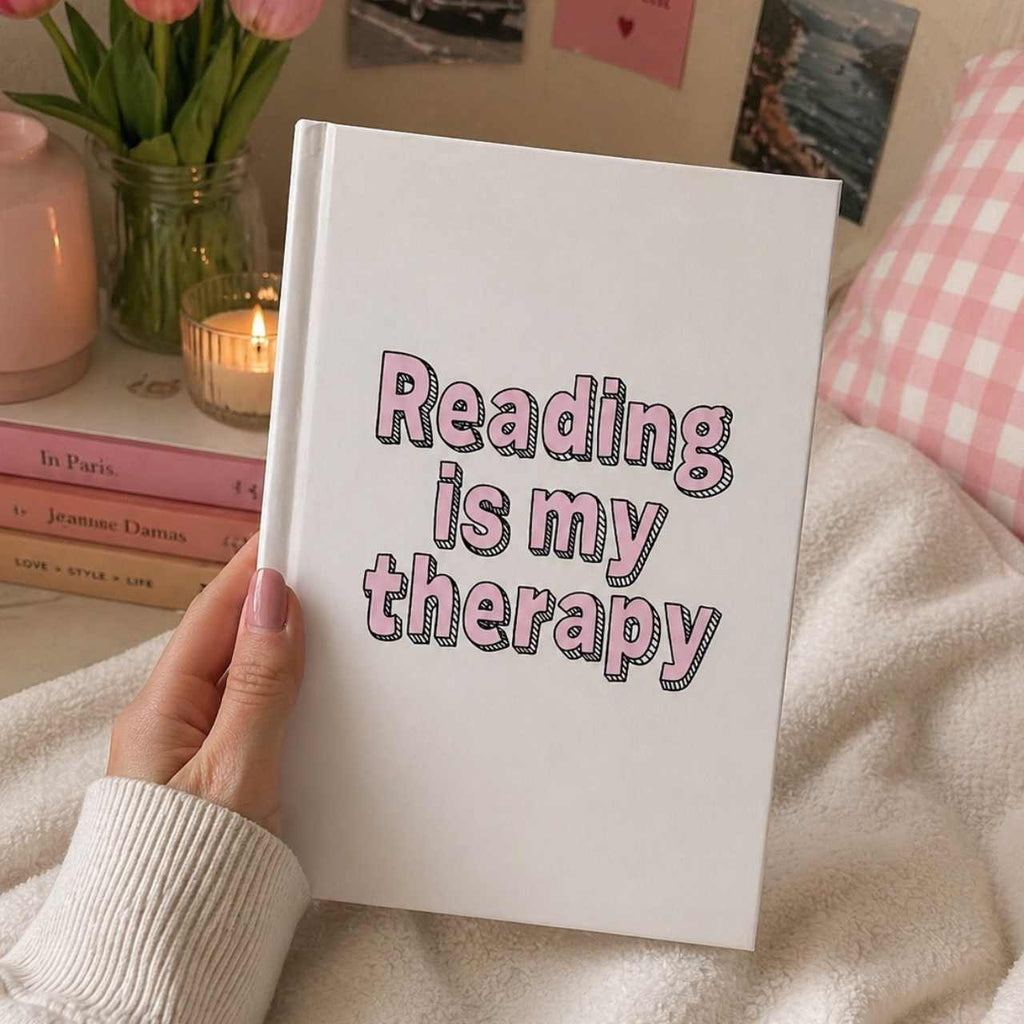 Reading Is My Therapy Journal – Hardcover Reading Journal | Gift for Book Lovers