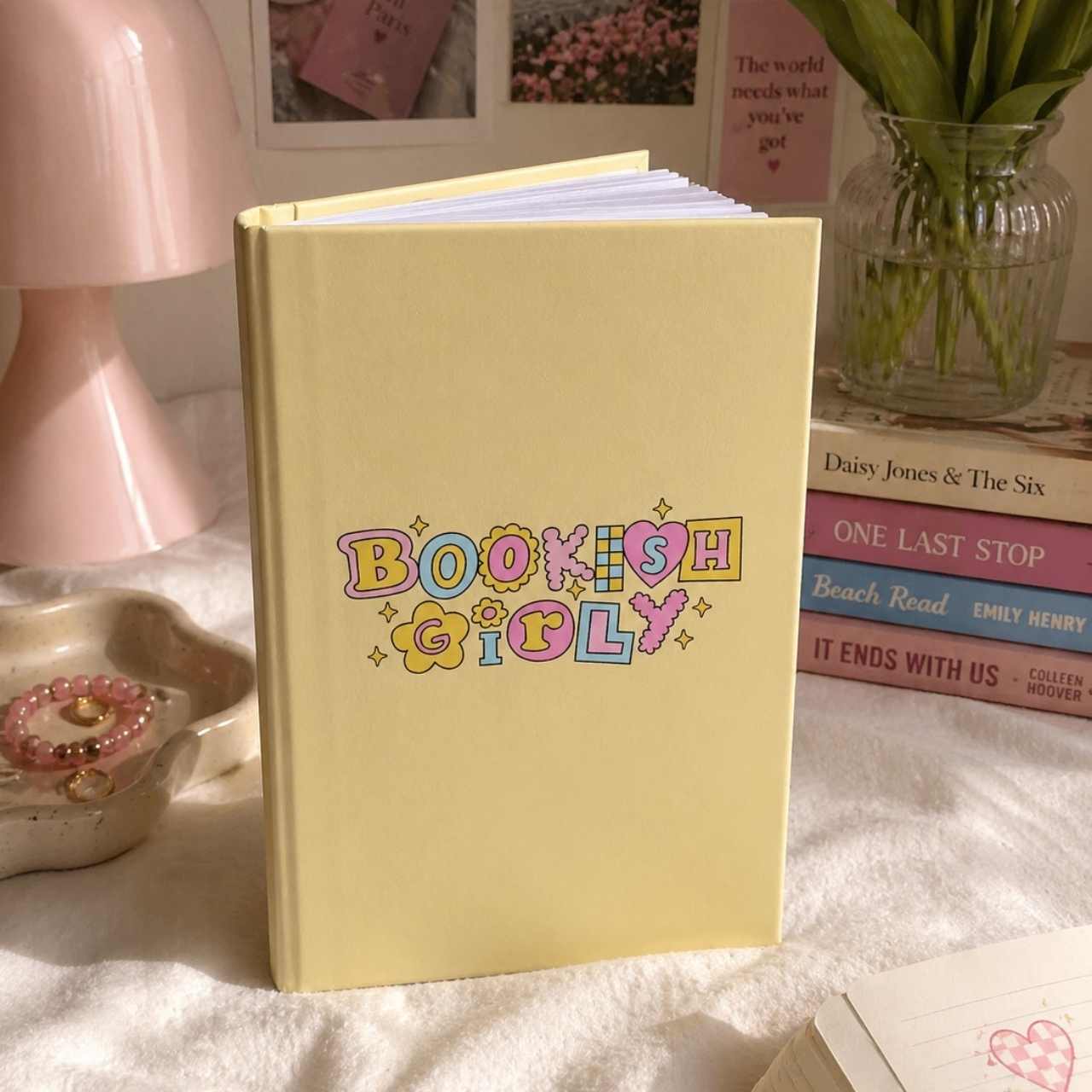 Bookish Girly Yellow Journal – Hardcover Reading Journal | Gift for Book Lovers